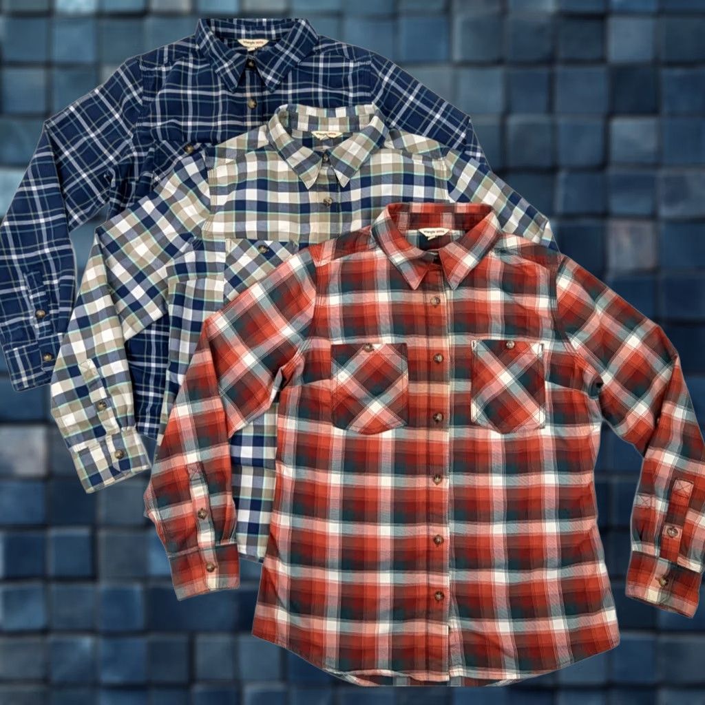 Wrangler Wrangler Shirt Lot x 3 Women S Plaid Button-Up Cotton Red Blue Gray Fall Winter Casual Workwear Size S / US 4 / IT 40 - 1 Thumbnail