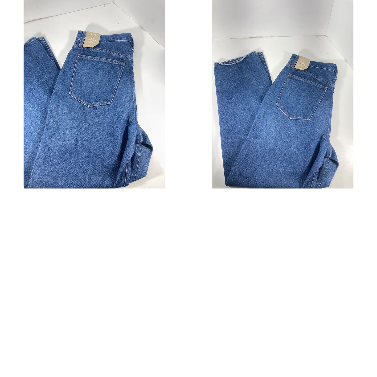Madewell VINTAGE Madewell Baggy Jeans Women 29x33 Blue Denim Straight Leg Medium Wash NWT Size 29" - 10 Thumbnail