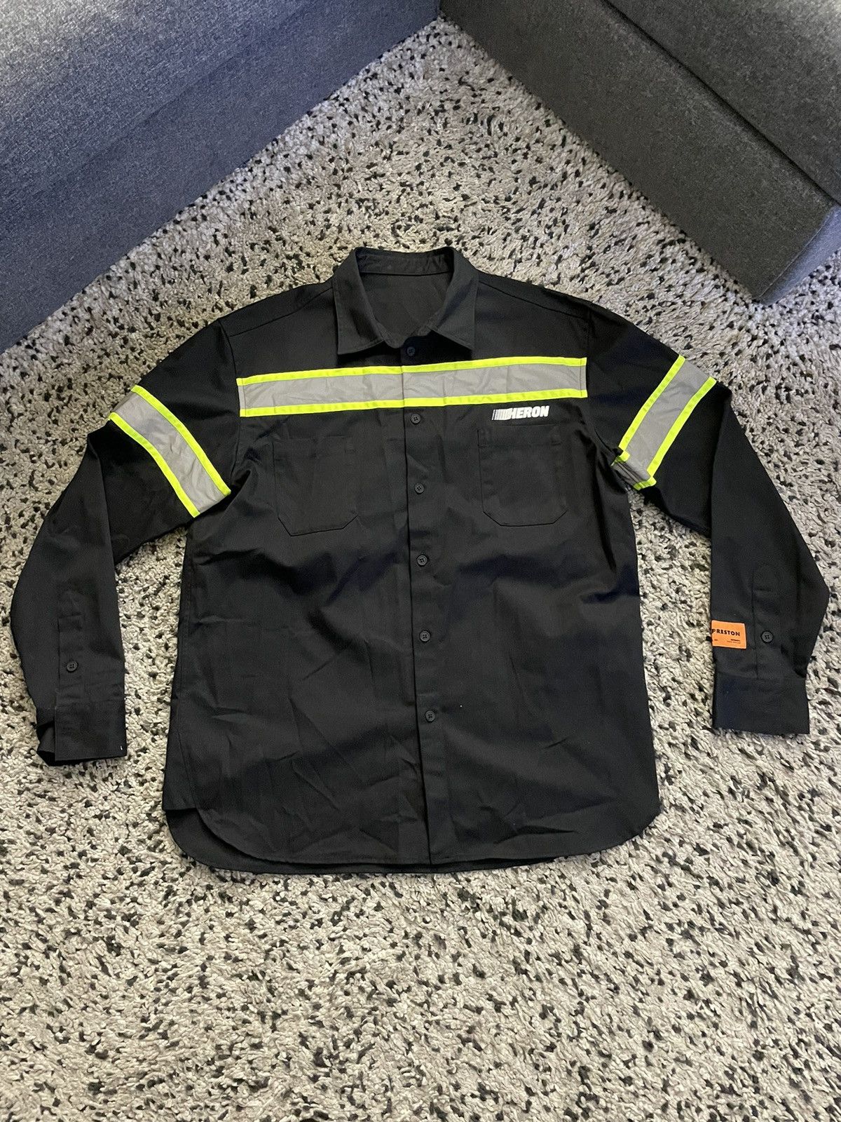 image of Heron Preston 3M Reflective Work Shirt in Navy Blue, Men's (Size Medium)