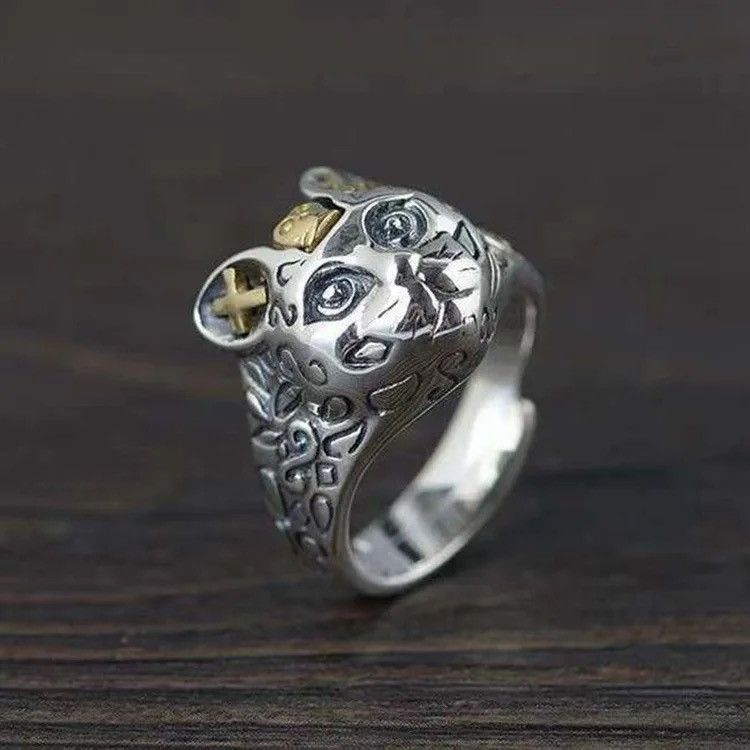 Jewelry Vintage Retro Style Cat's head adjustable ring Size ONE SIZE - 5 Thumbnail