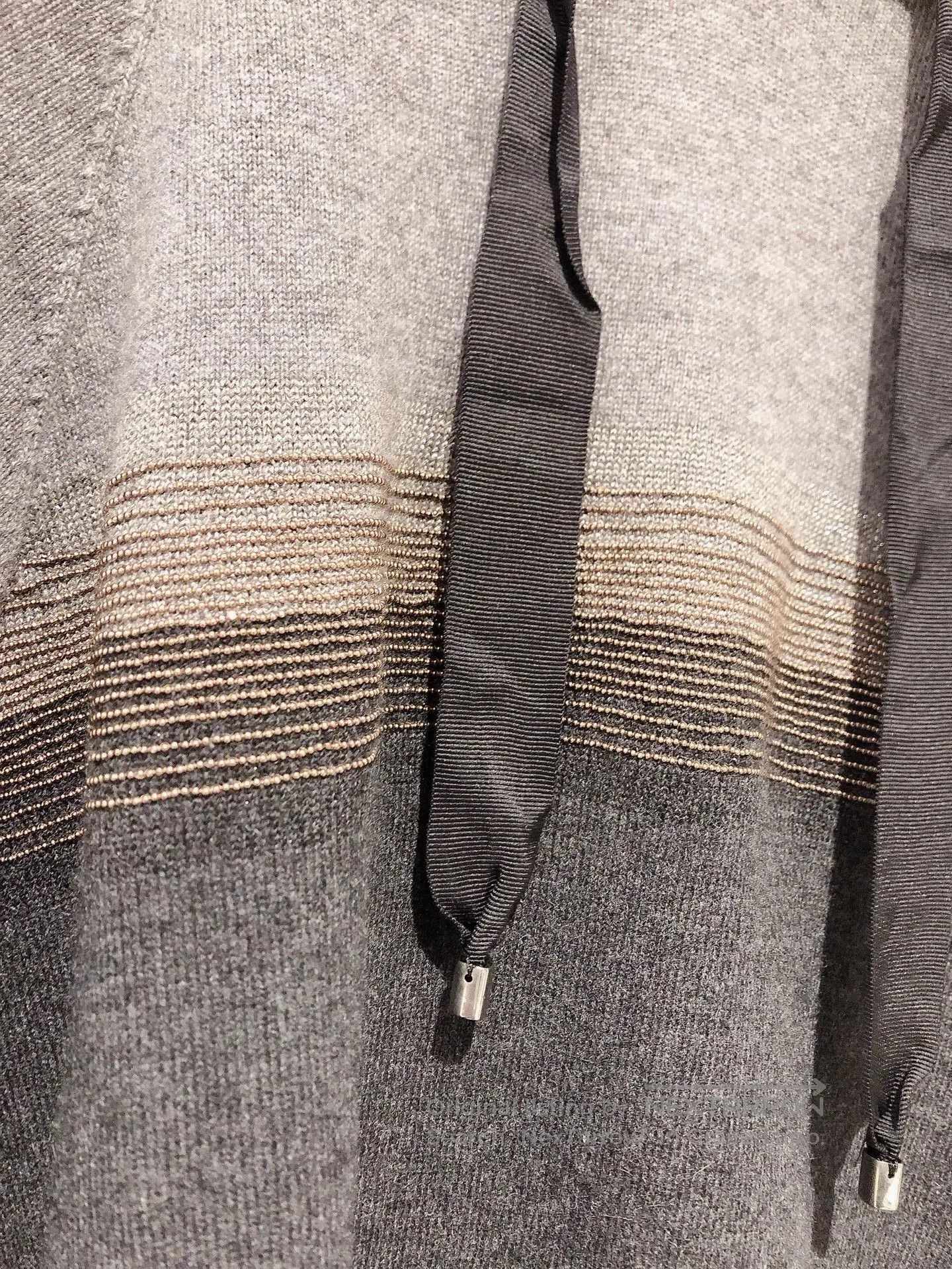 Brunello Cucinelli Brunello Cucinelli Gray Black Hooded Cashmere Sweater. Size US XXS / EU 40 - 3 Thumbnail