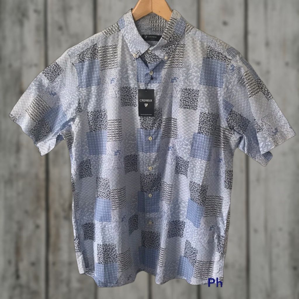 Cremieux CREMIEUX Shirt Classics Mens Sz Large Patchwork Print Button Front Blue Size US L / EU 52-54 / 3 - 1 Thumbnail