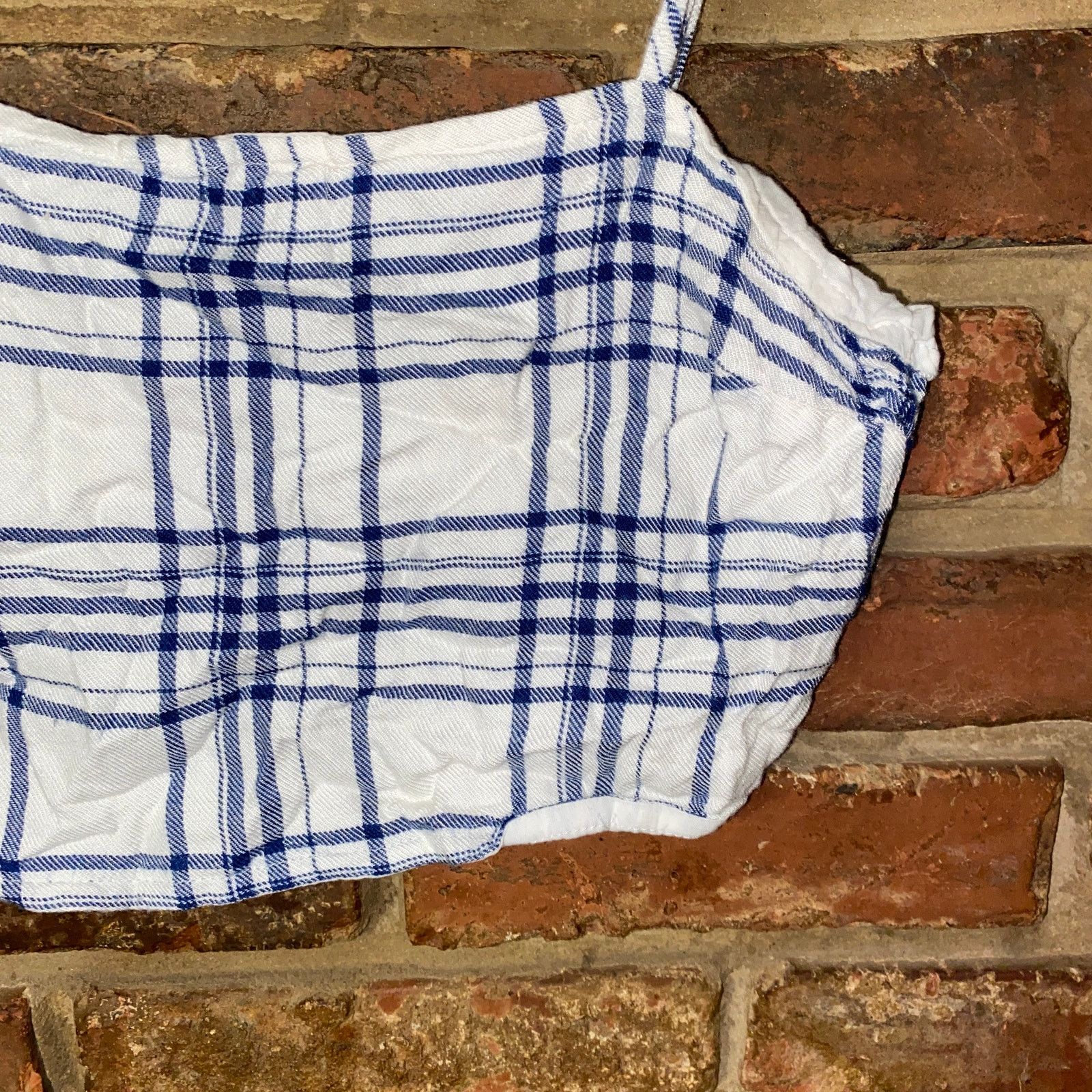 Lulus Lulus Warm Welcome Blue White Plaid Crop Tank Top Small Size S / US 4 / IT 40 - 3 Thumbnail