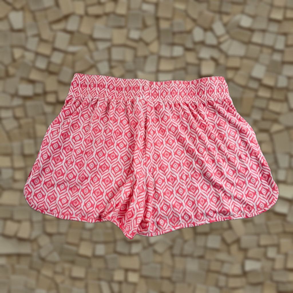 Vintage Cool Girl Shorts Women's XL Pink White Geometric Pattern Pajama Drawstring Shirt Size 40" / US 18 - 1 Thumbnail