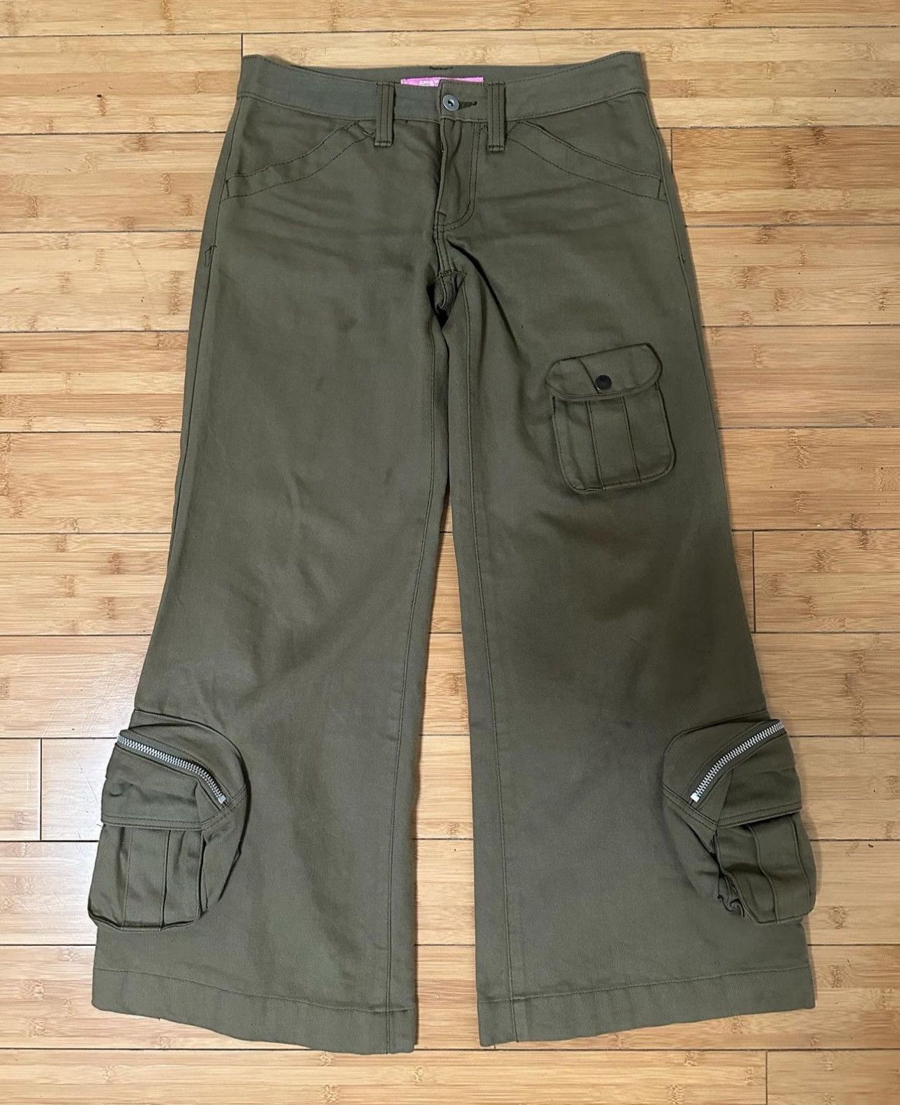 image of Comme Des Garcons x Comme Des Garcons Homme Multi Cargo 3D Pocket Bellbottom Pants in Beige (Size 2