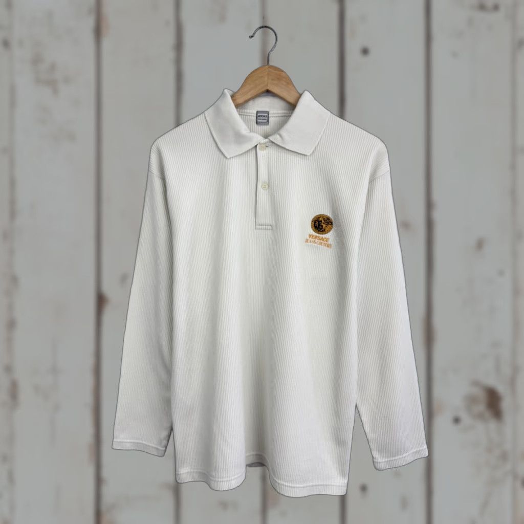 Versace Jeans Couture VINTAGE Versace Jeans Couture Long Sleeve Shirt L White 90s Mens Size US L / EU 52-54 / 3 - 1 Thumbnail