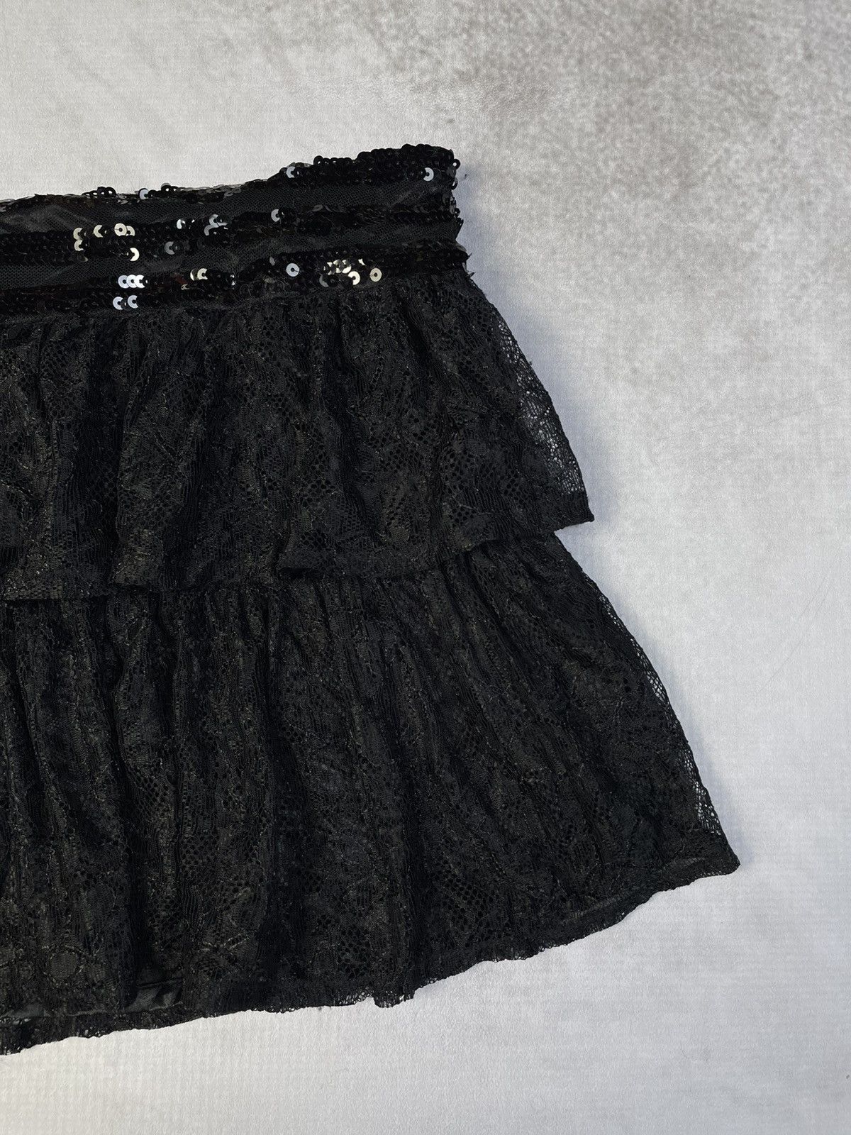 Japanese Brand 2000s Ghost of Harlem Agejo Sequined Waist Lace Mini Skirt Size 27" / US 4 / IT 40 - 3 Thumbnail