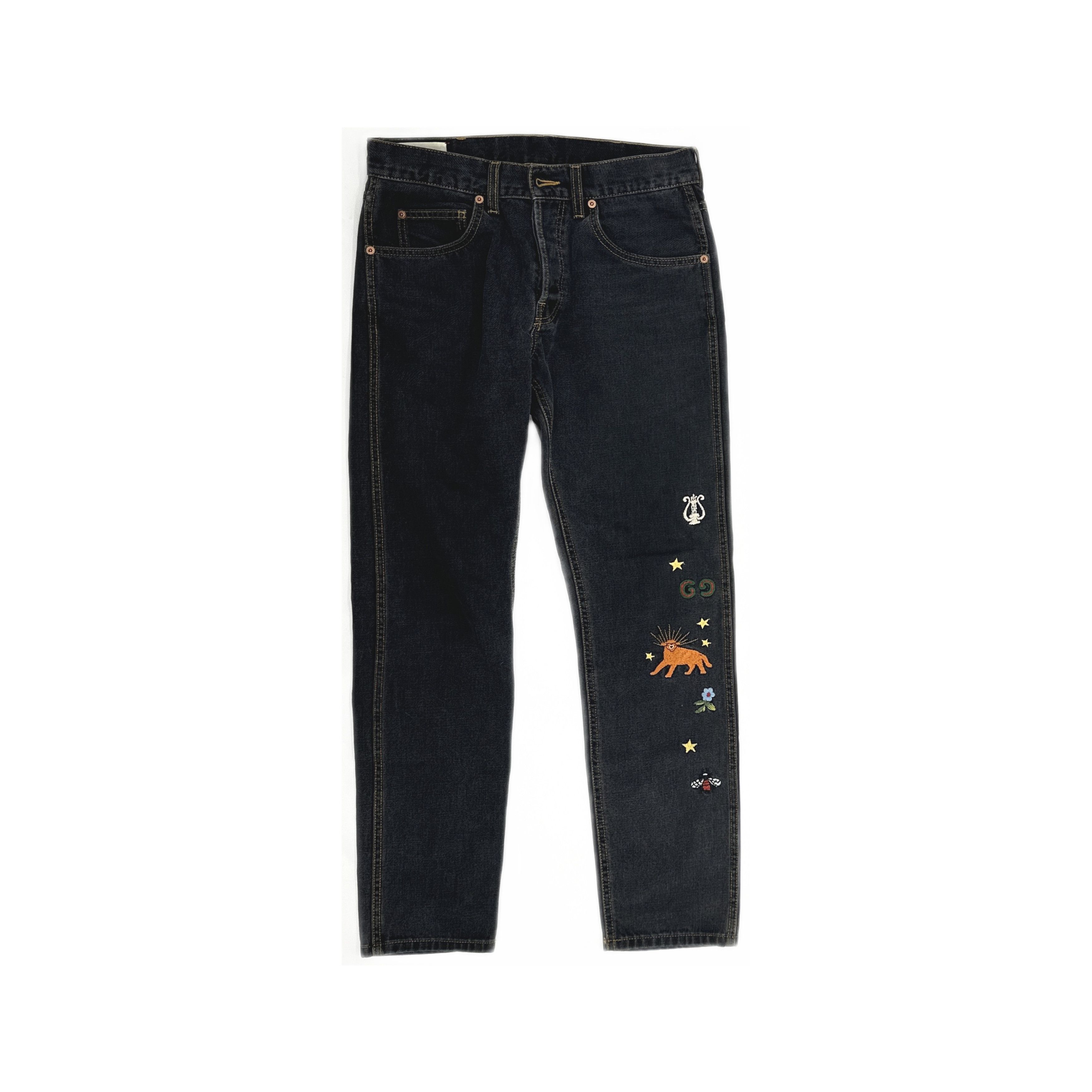 Gucci Gucci Floral hand Painted flower Jeans Asap Rocky | Grailed