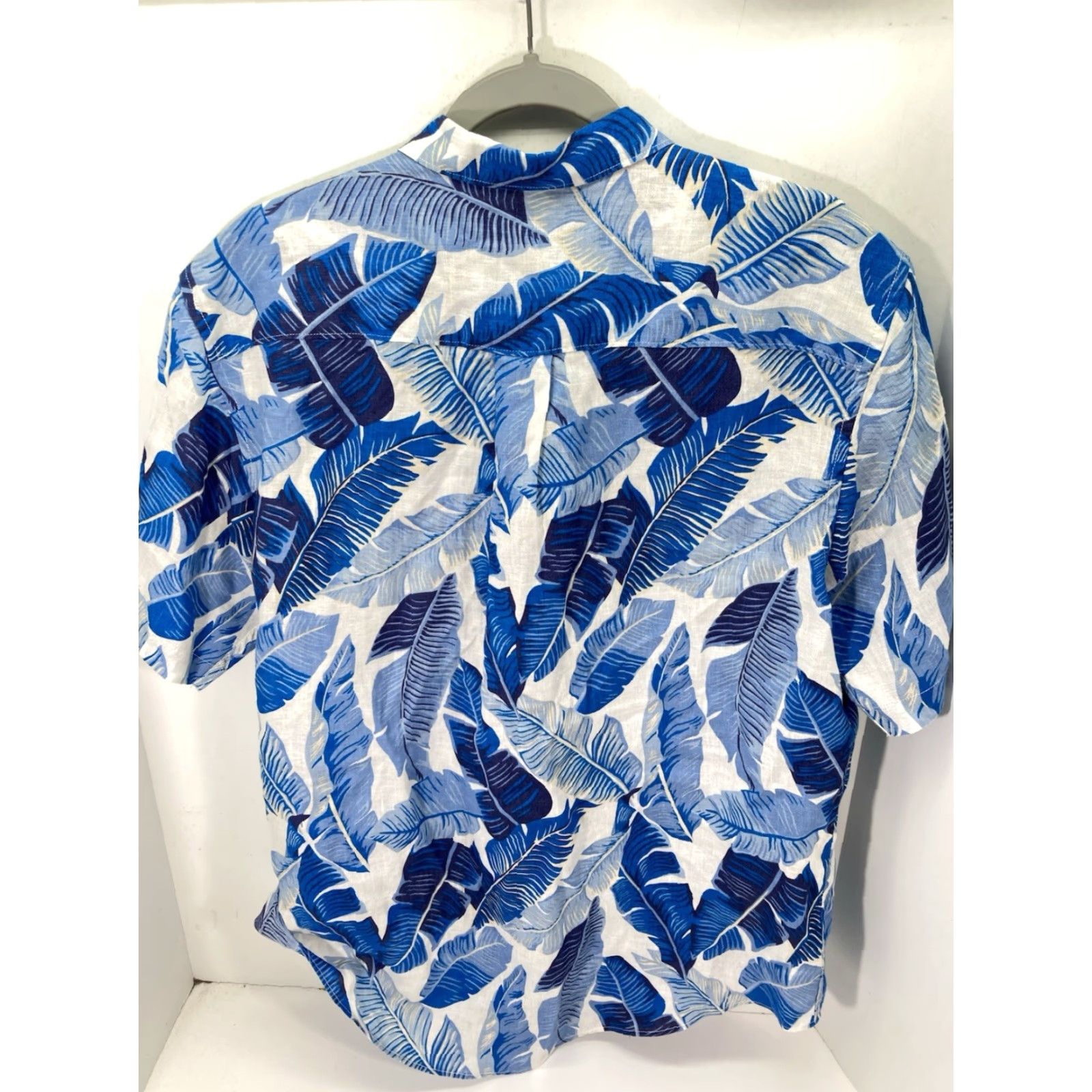 Lands' End Lands' End Linen Cabana Shirt Men M Blue Floral Button Short Sleeve Shirt Size US M / EU 48-50 / 2 - 7 Thumbnail