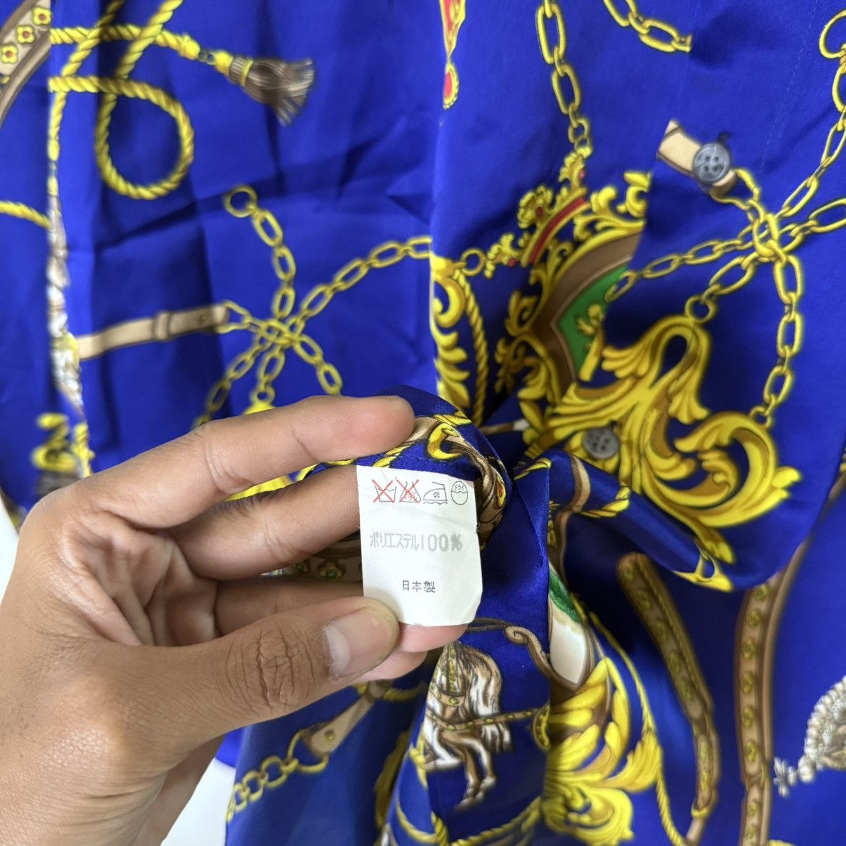Japanese Brand Reckless japan luxury chain crest silk button up Size US XL / EU 56 / 4 - 8 Thumbnail