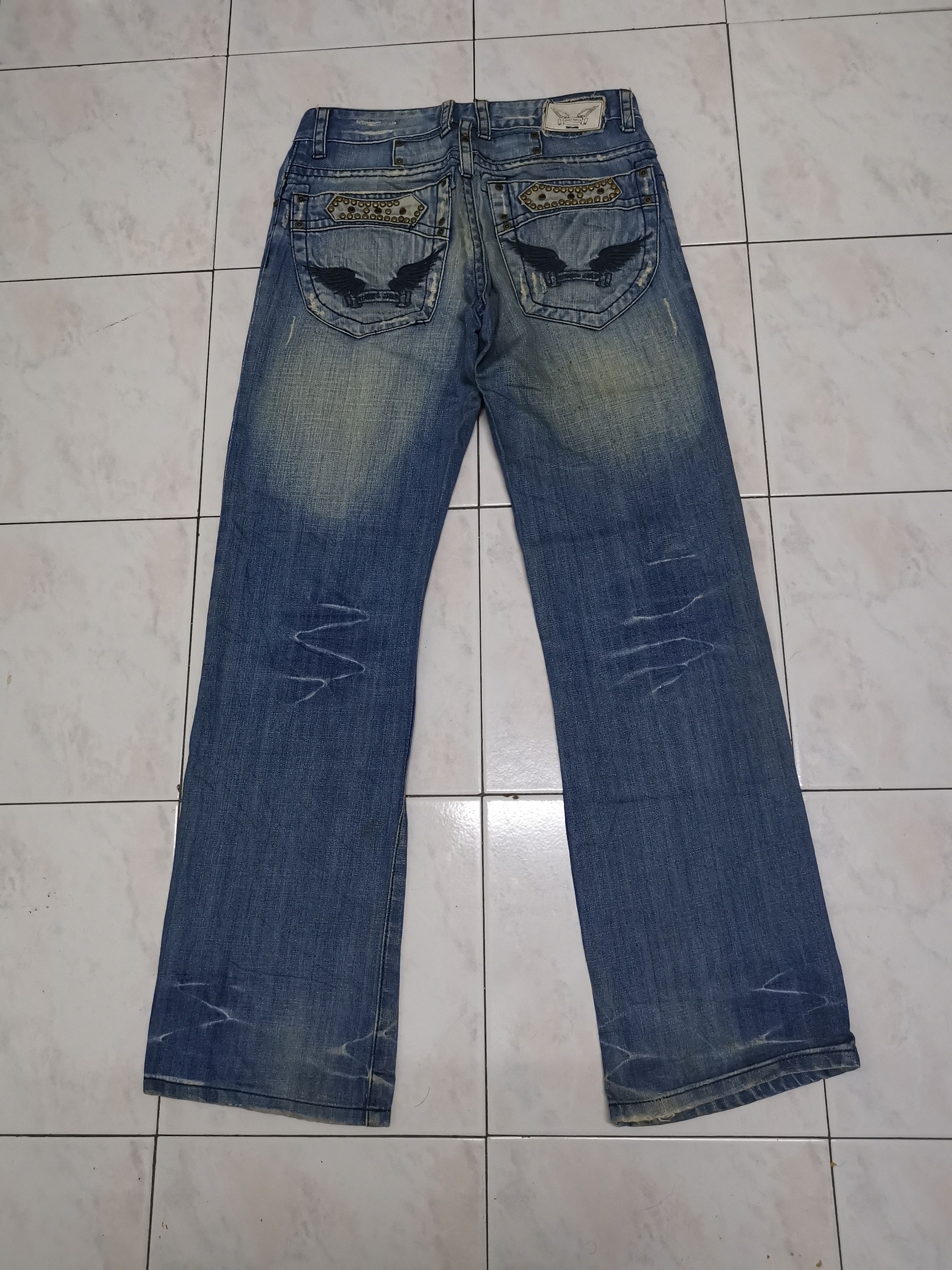 Robins Jeans Robin’s Jean Studded Denim Pants Y2K Hip Hop Rare Design Size US 31 - 1 Thumbnail