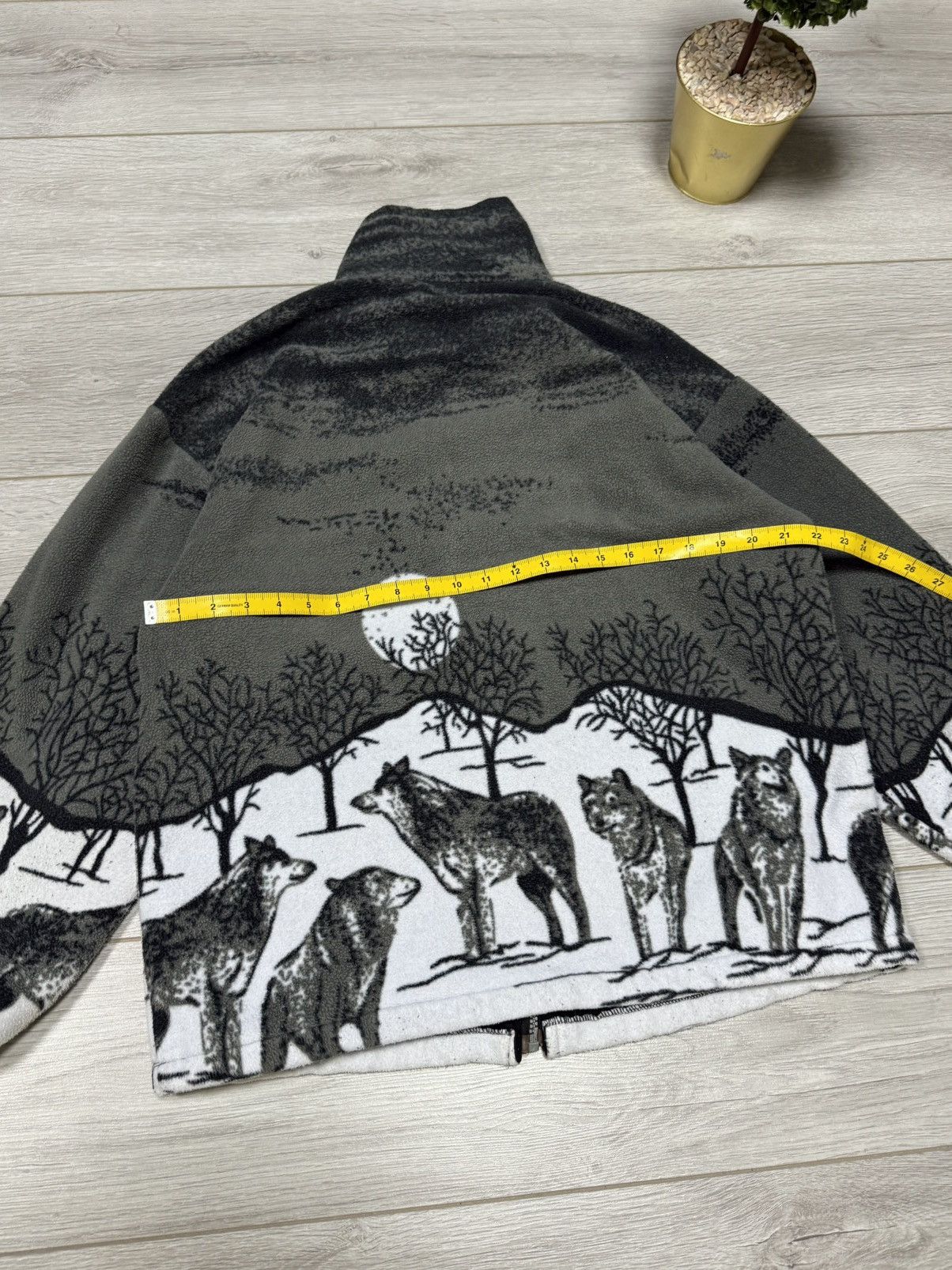 Vintage Wolves UK fleece all over print jacket forest zip outdoor Size US M / EU 48-50 / 2 - 12 Thumbnail