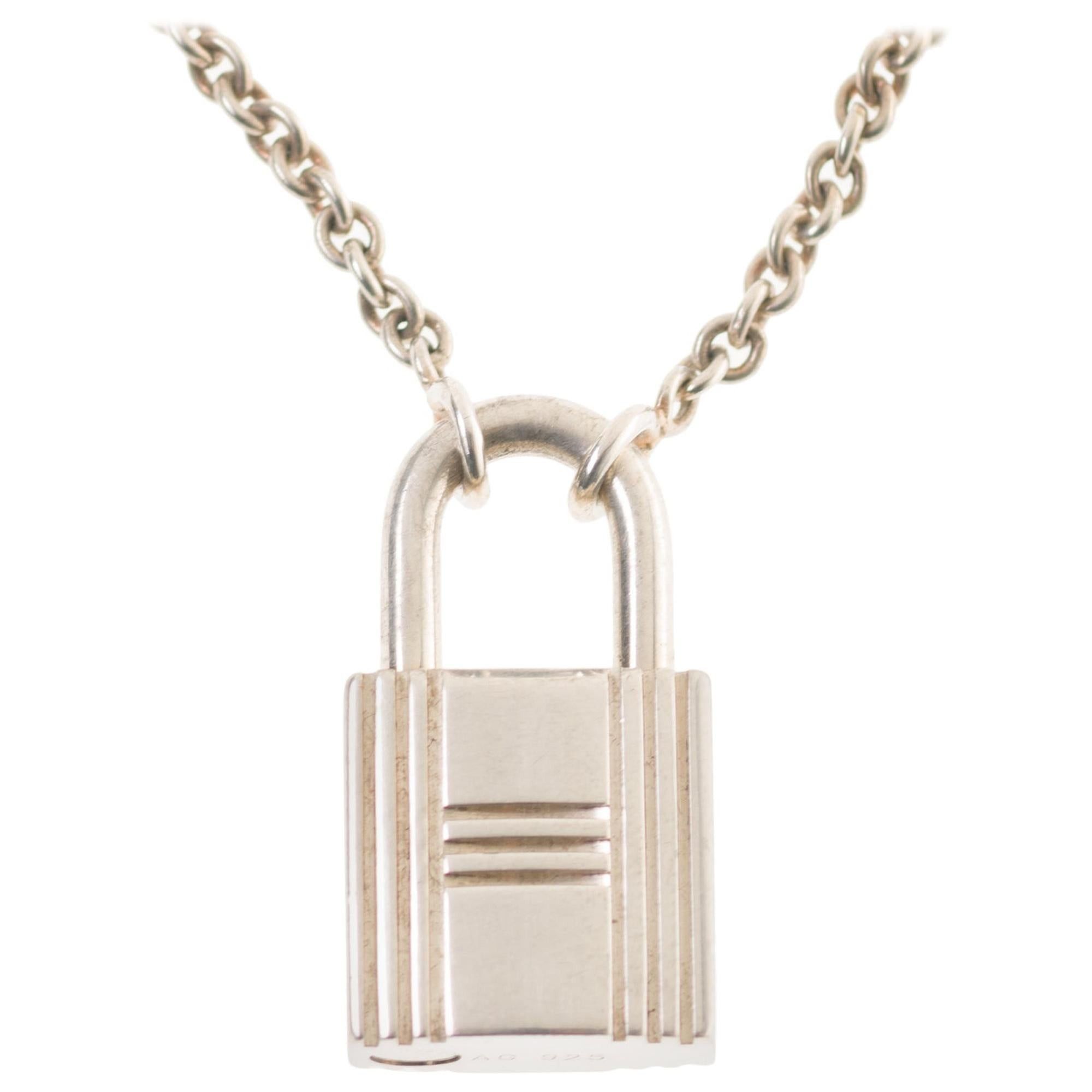 image of Hermes Amazing Padlock Pendant In Silver, Women's