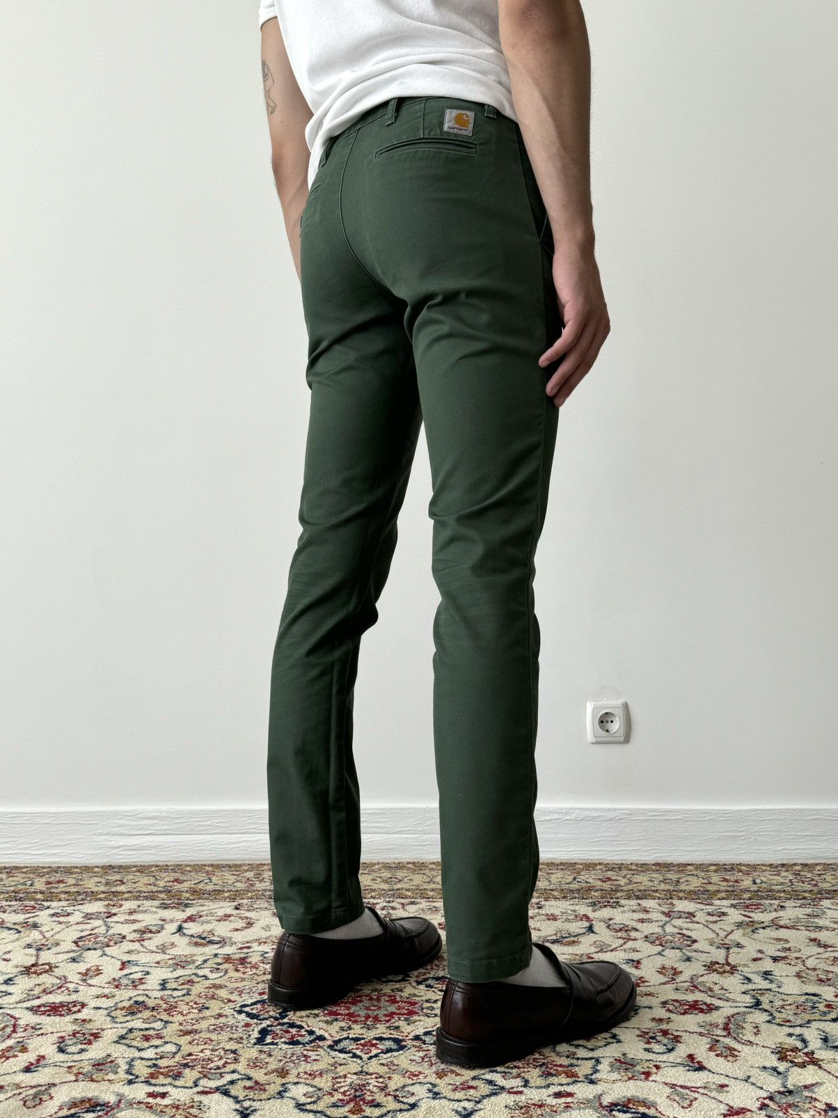Carhartt × Carhartt Wip × Vintage Vintage Carhartt WIP Sid Slim Green Chino Pants Size US 29 - 2 Thumbnail