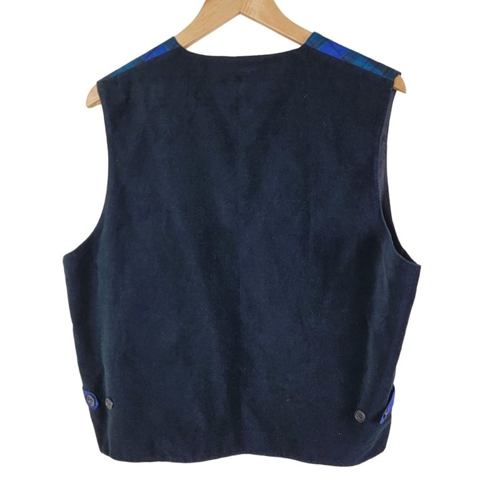 Vintage Le Collezioni Structure Plaid Silk Vest size L Blue Italy Size 40R - 2 Thumbnail