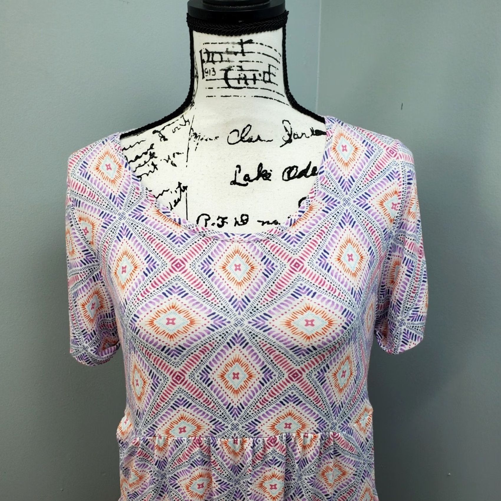 J. Jill J. Jill Shift Dress Womens Petite S Multi Geometric Pouch Pockets Pleated Waist Size S / US 4 / IT 40 - 3 Thumbnail