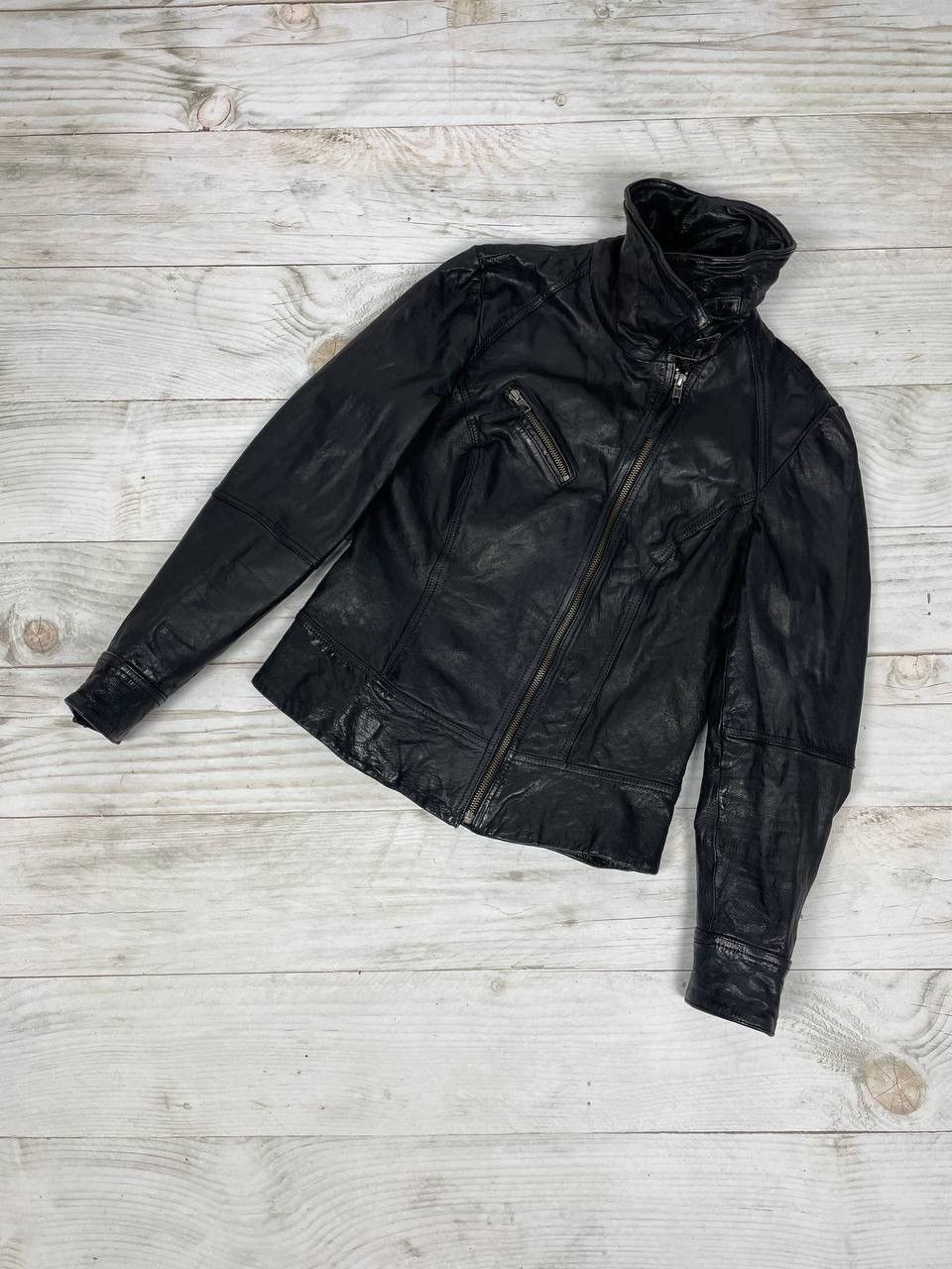 image of Vintage Allsaints Spitalfields Black Leather Jacket Woman, Women's (Size Small)