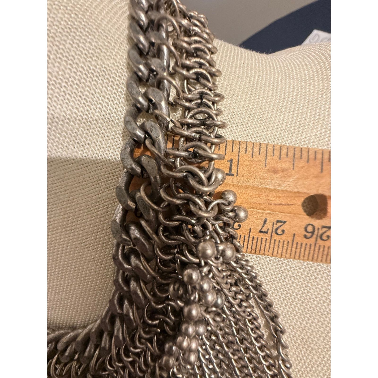 Other Vintage Runway Statement Necklace Silver Tone Fringe 17” Size ONE SIZE - 4 Thumbnail