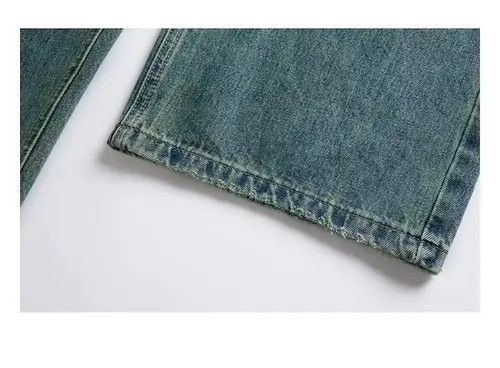 Japanese Brand nezawa x Kamon Washed Green Relaxed Wide Leg Jeans Size US 32 / EU 48 - 6 Thumbnail