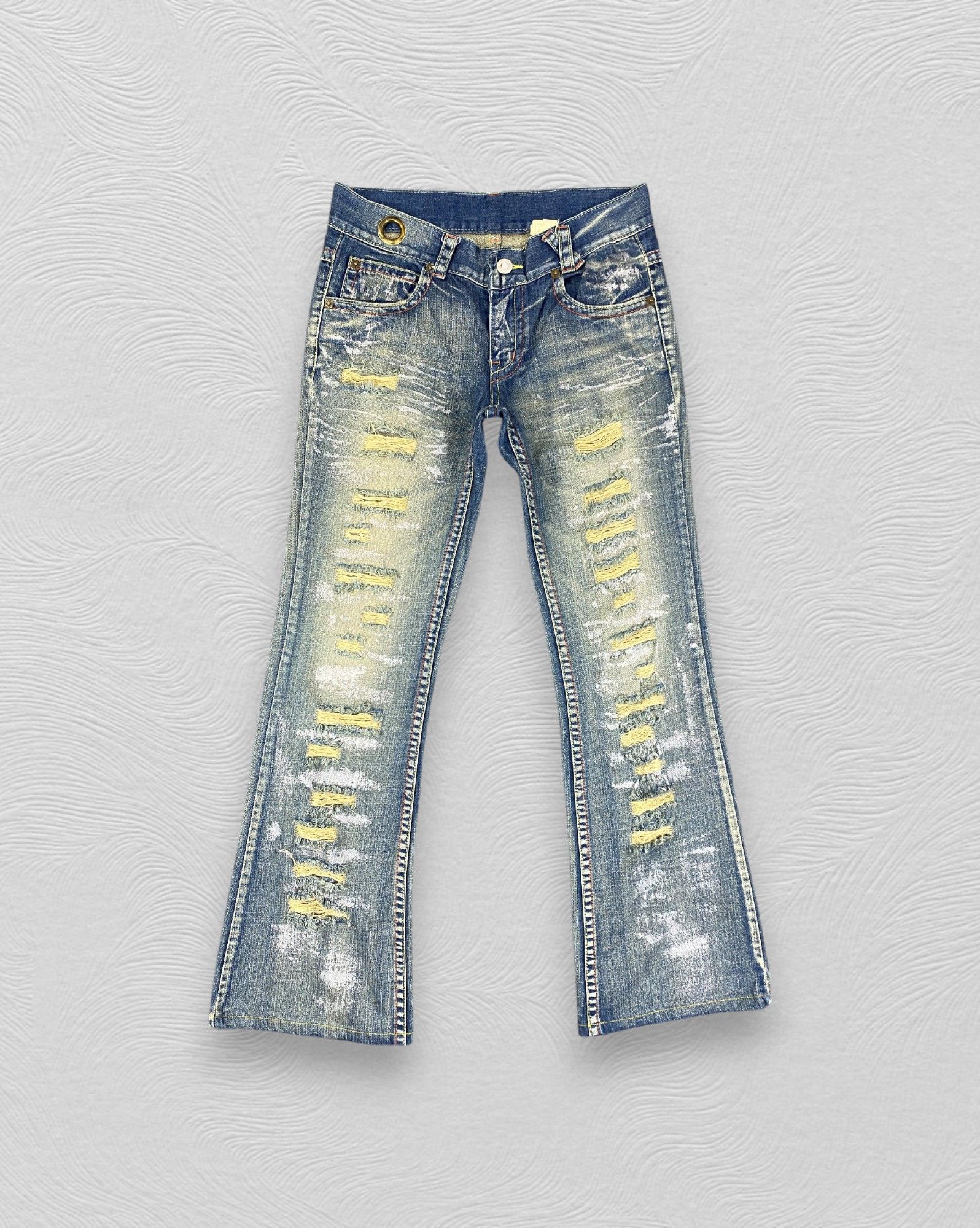 Japanese Brand Faded Blue Vintage Agate Label Flare Jeans 33x30.5 - JN3269 Size US 33 - 1 Thumbnail