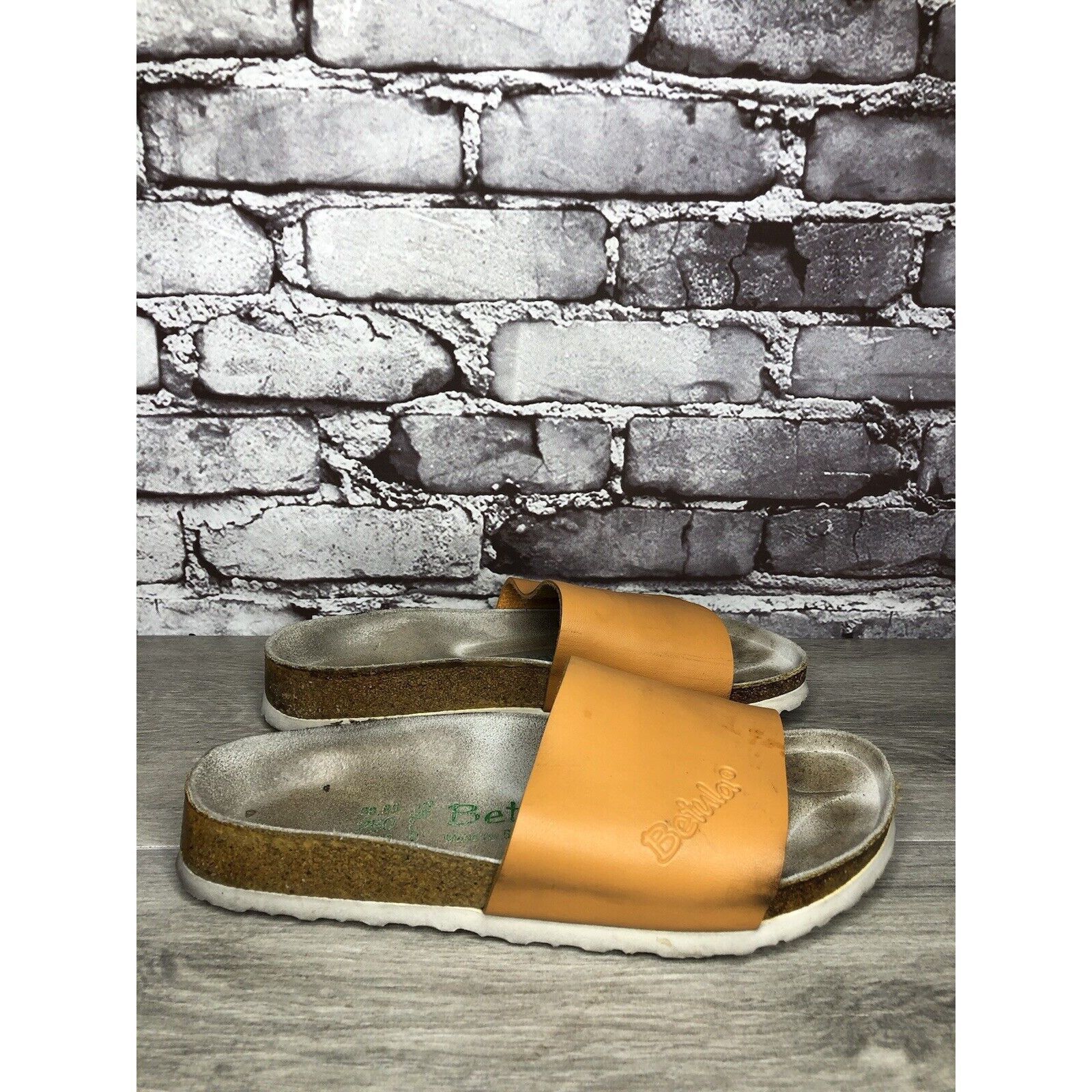 Birkenstock Betula Birkenstock Orange Leather Cork Strap Slide Sandals W Size US 8.5 / IT 38.5 - 1 Thumbnail