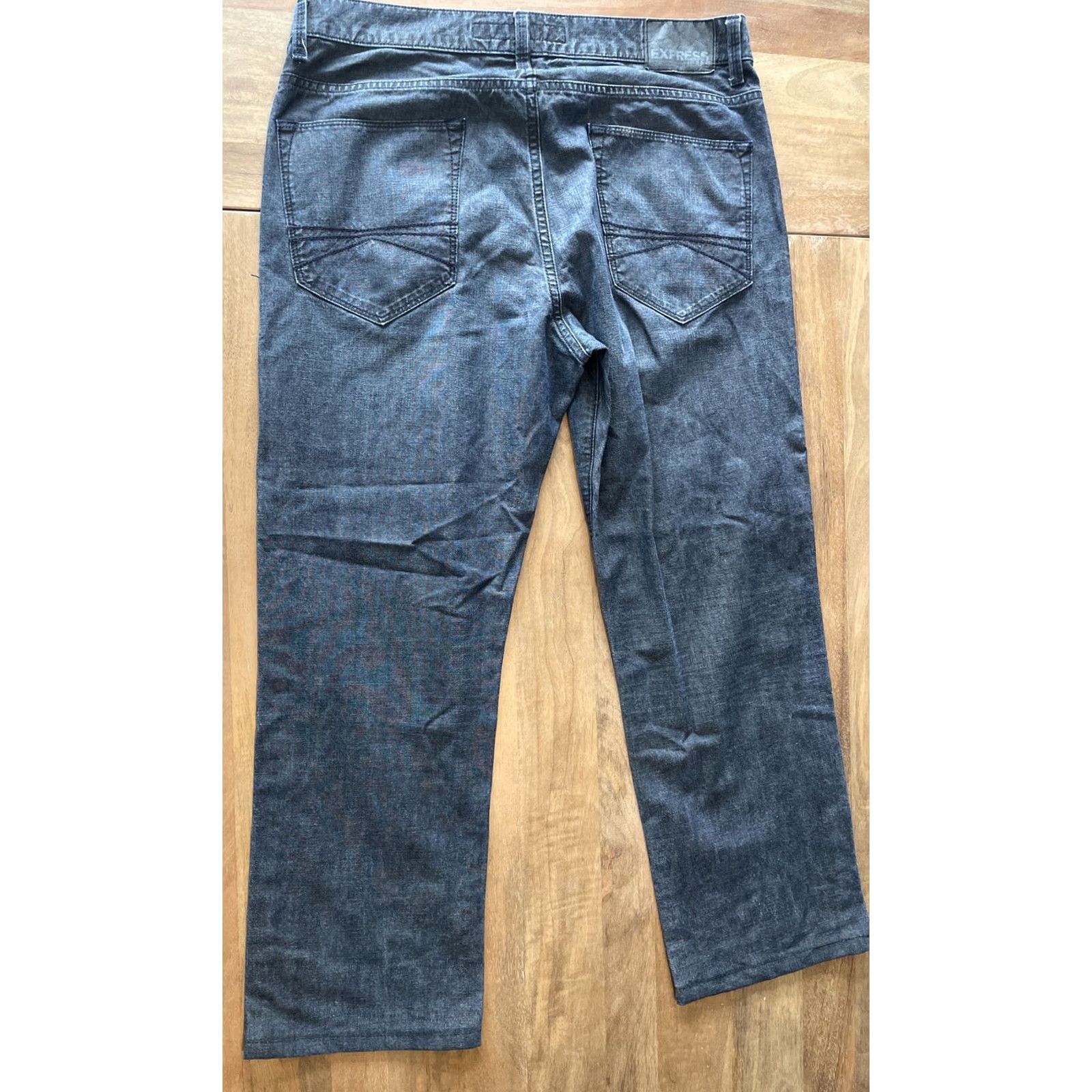 Express Express Jeans Mens 36x28 Kingston Denim Button Fly Straight Leg 5-Pocket Belt Loops Classic Fit Blue Size US 36 / EU 52 - 2 Thumbnail
