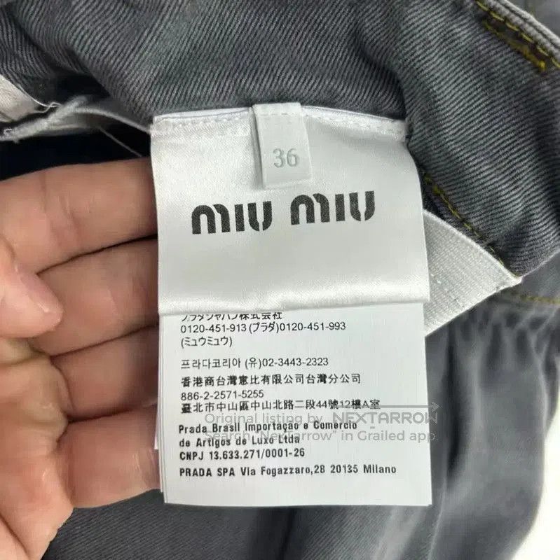 Miu Miu Miu Miu Summer Gray Cotton Embroidered Skirt . Size 23" - 4 Thumbnail