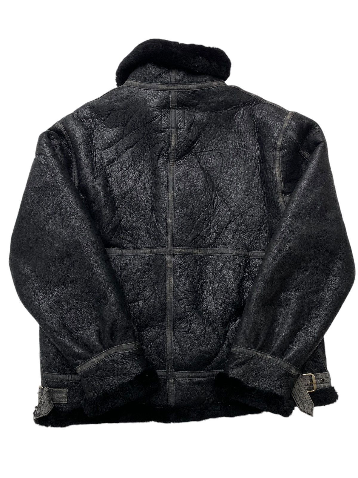 Vtg Sheepskin Military Leather Jacket