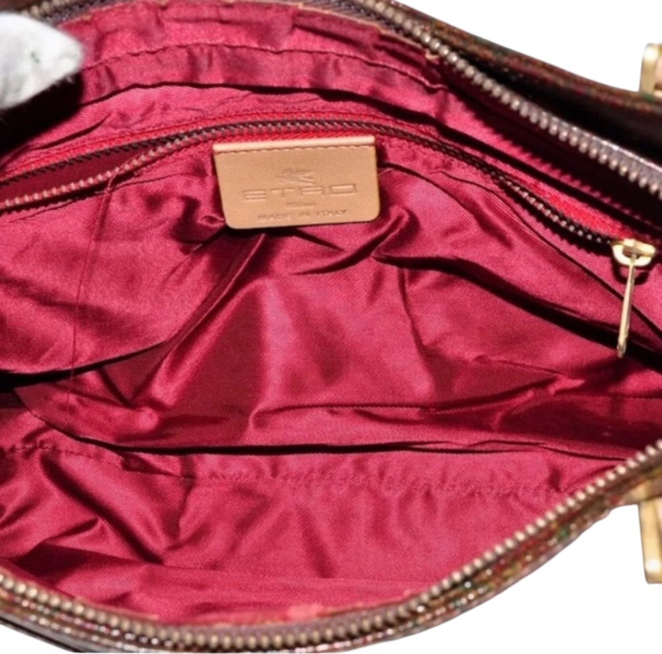 Etro ETRO Paisley Hand Bag PVC Leather Wine Red Brown Charm Size ONE SIZE - 12 Thumbnail