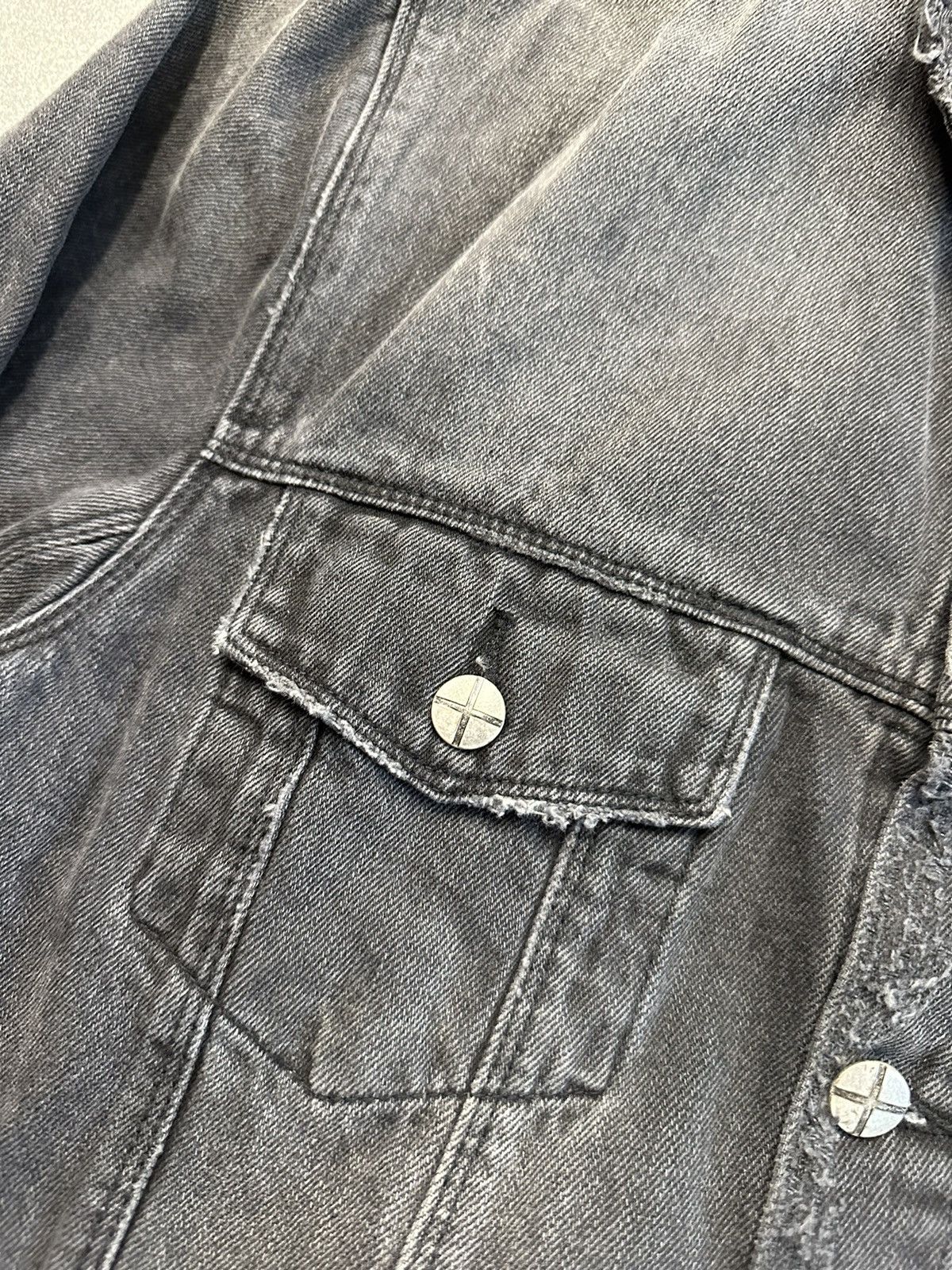 Ksubi Ksubi Classic Distressed Sketchy Black Denim Jacket Size US M / EU 48-50 / 2 - 3 Thumbnail