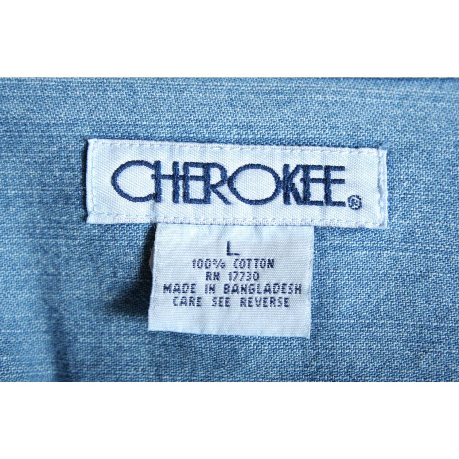 Cherokee VINTAGE Cherokee Denim Short Sleeve Button-Up Shirt L Blue 90s Mens Shirt Beige Tag Size Large Size US L / EU 52-54 / 3 - 5 Thumbnail
