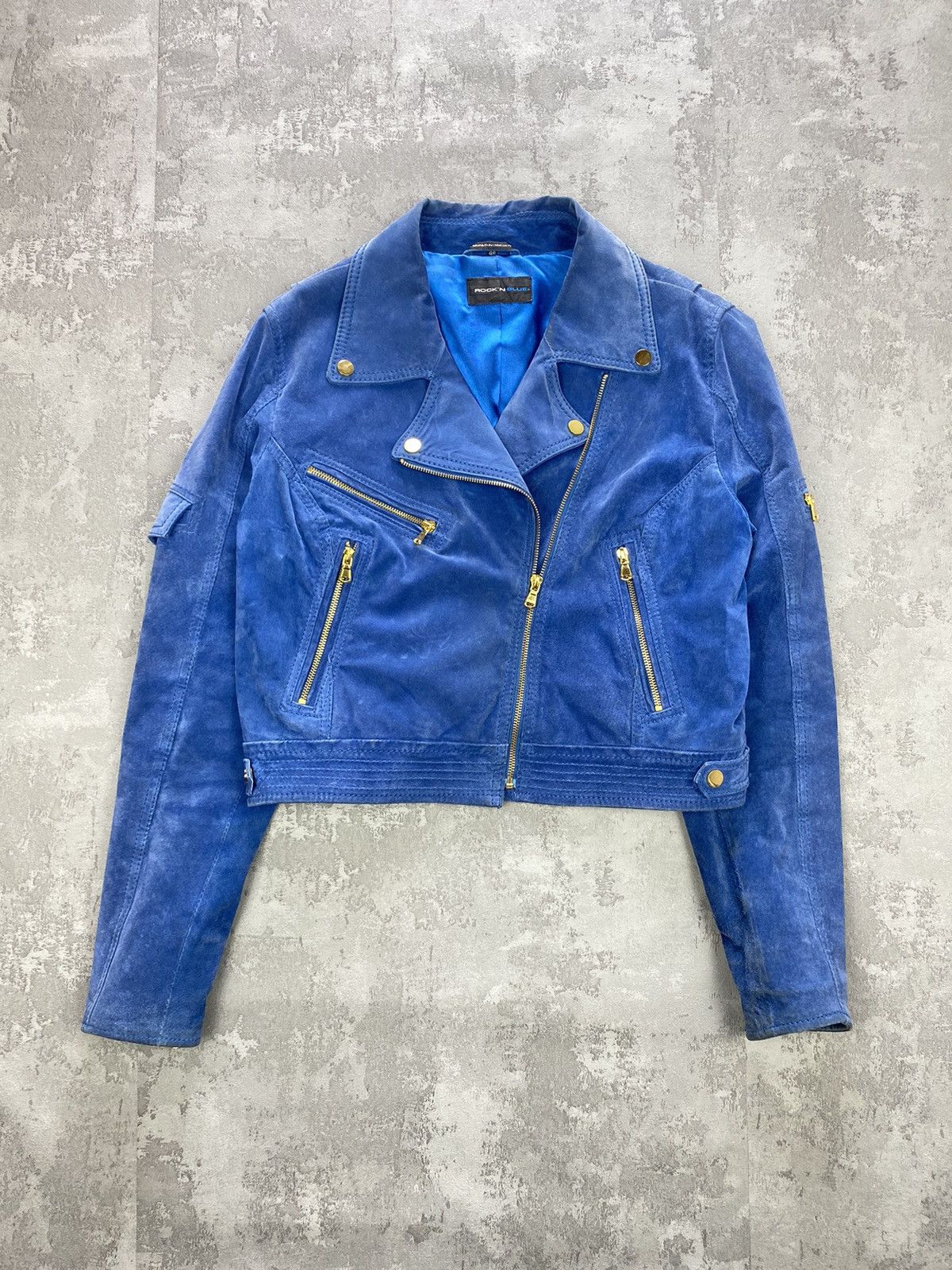 Vintage Blue and Gold Vintage Thick Heavy Suede Trucker Jacket Size M / US 6-8 / IT 42-44 - 1 Thumbnail