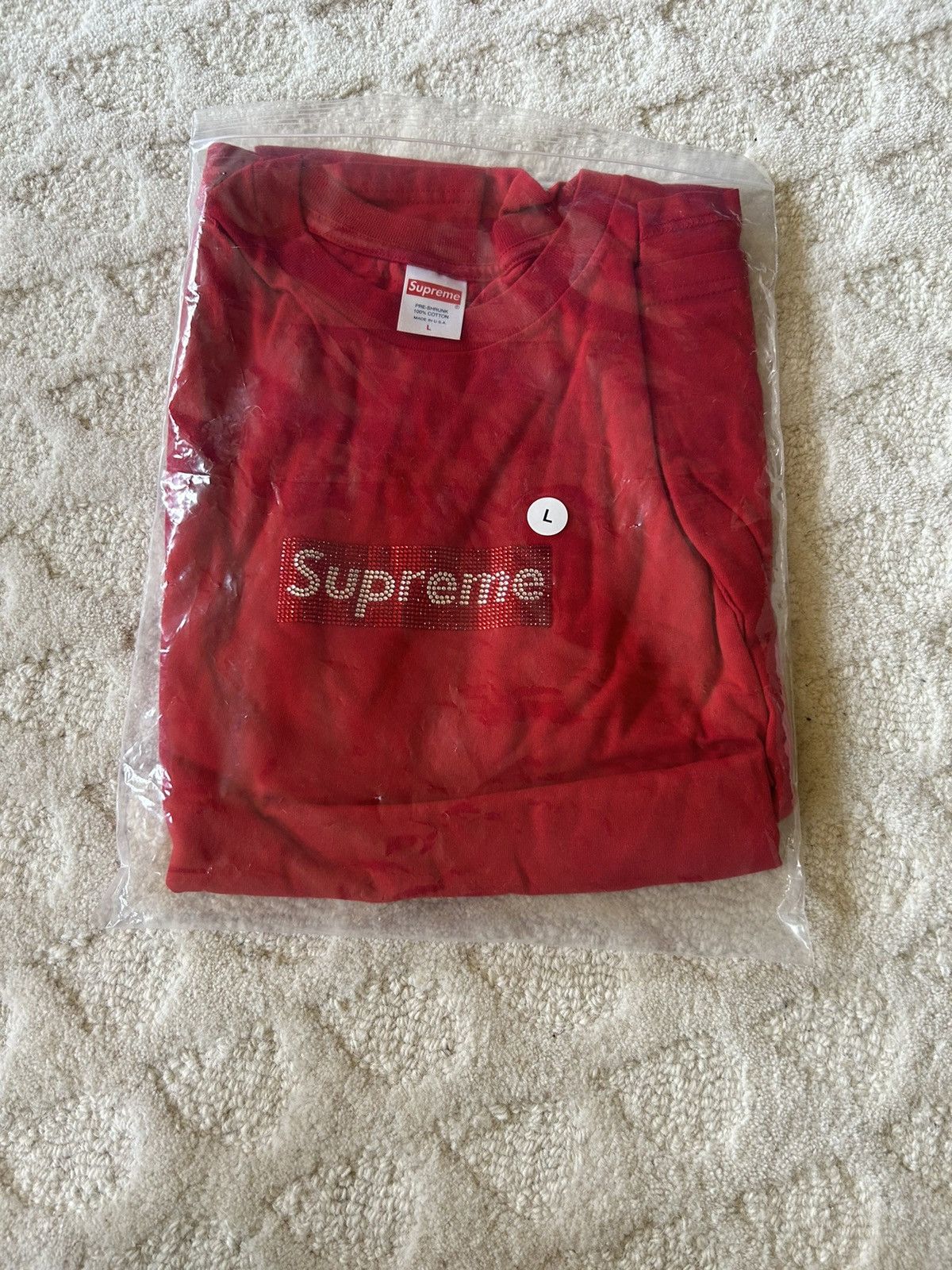 SUPREME Swarovski ボックスロゴ Tシャツ RED Supreme Swarovski Box Logo Tee (SS19) - $398