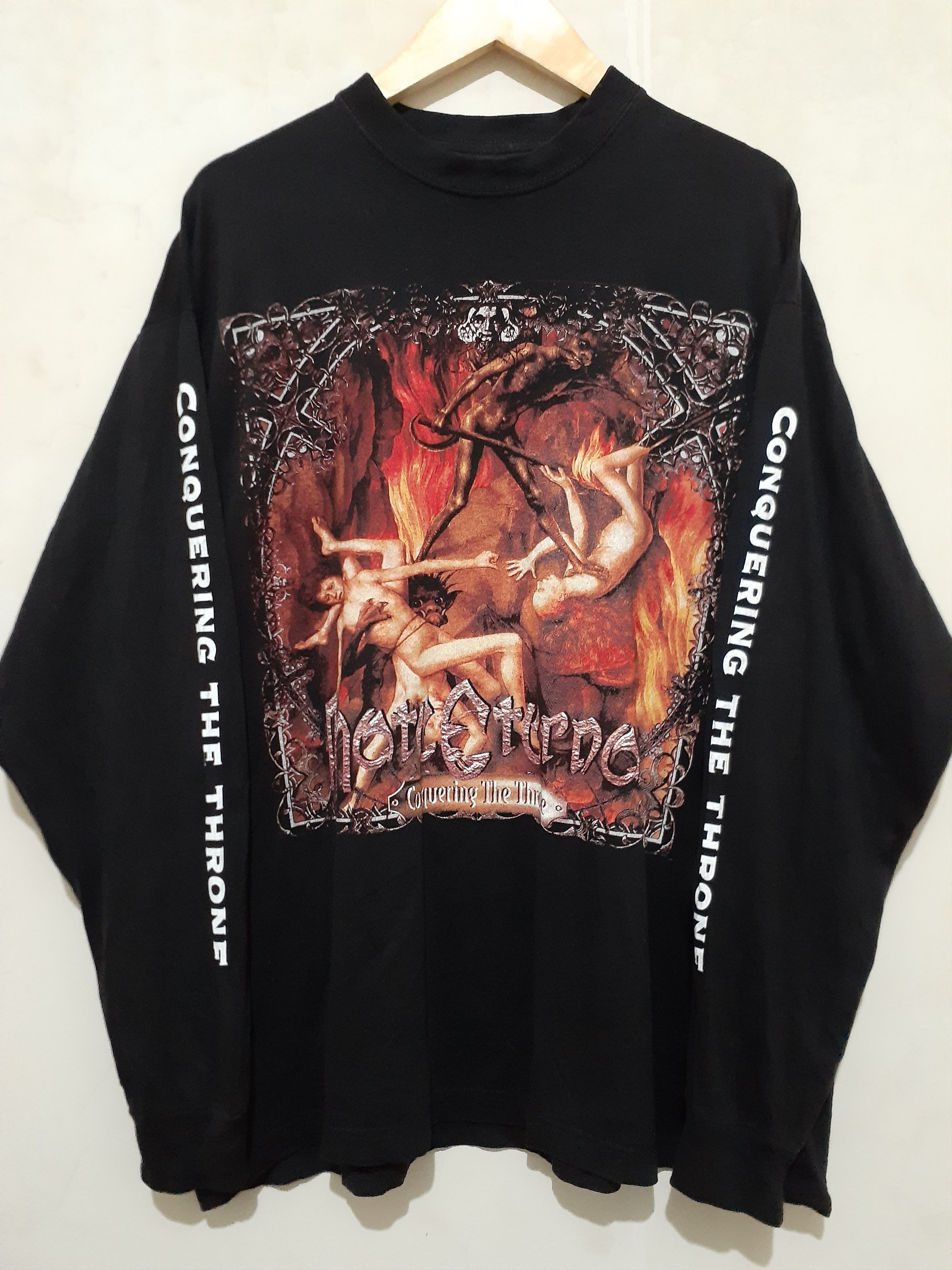 image of Band Tees x Rock Tees VTG 90's Hate Eternal "conquering" Long Sleeve in Black, Men's (Size XL)
