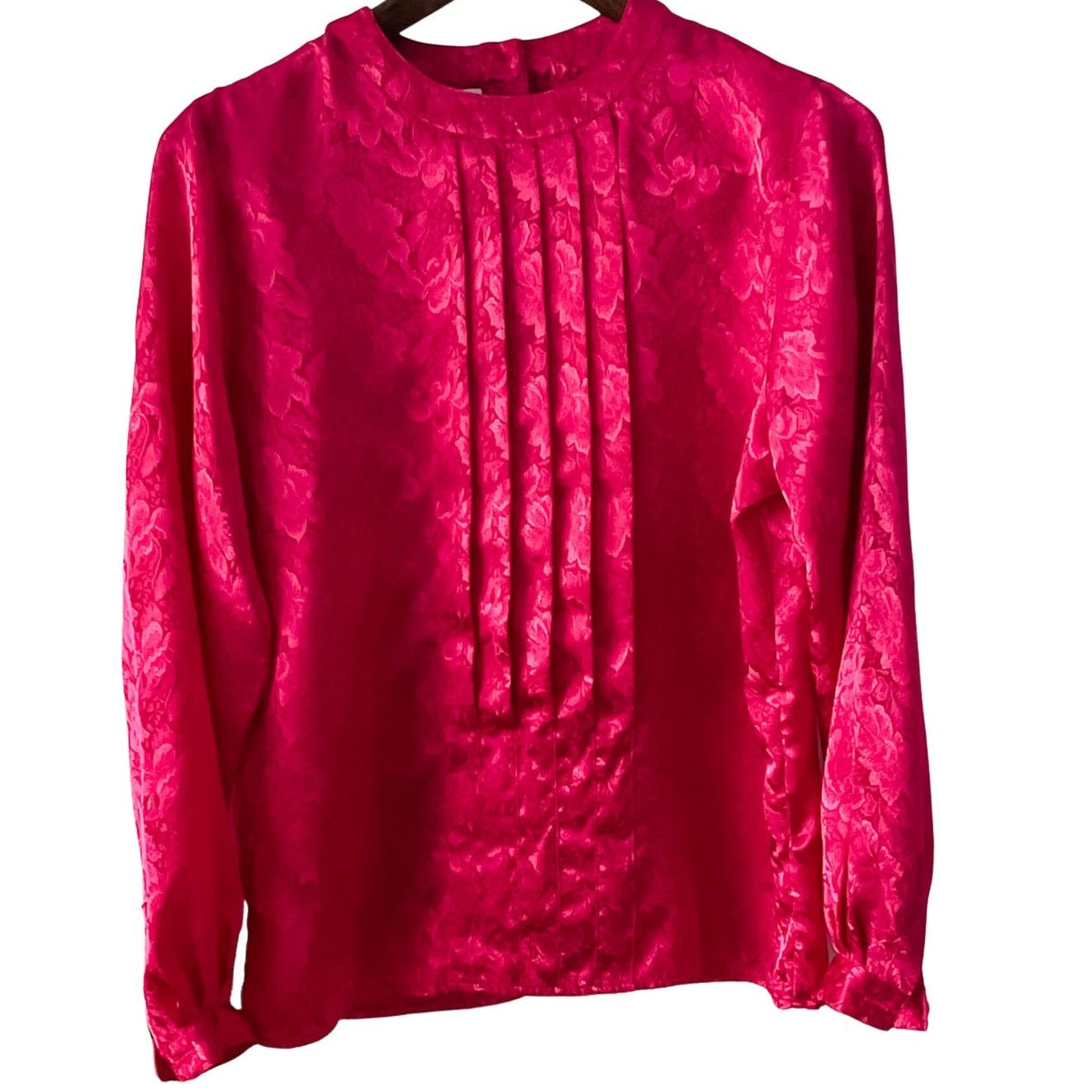 Vintage Vintage Hot Pink Floral Back Button Down Pleated Blouse 💖🔥 Size M / US 6-8 / IT 42-44 - 9 Thumbnail