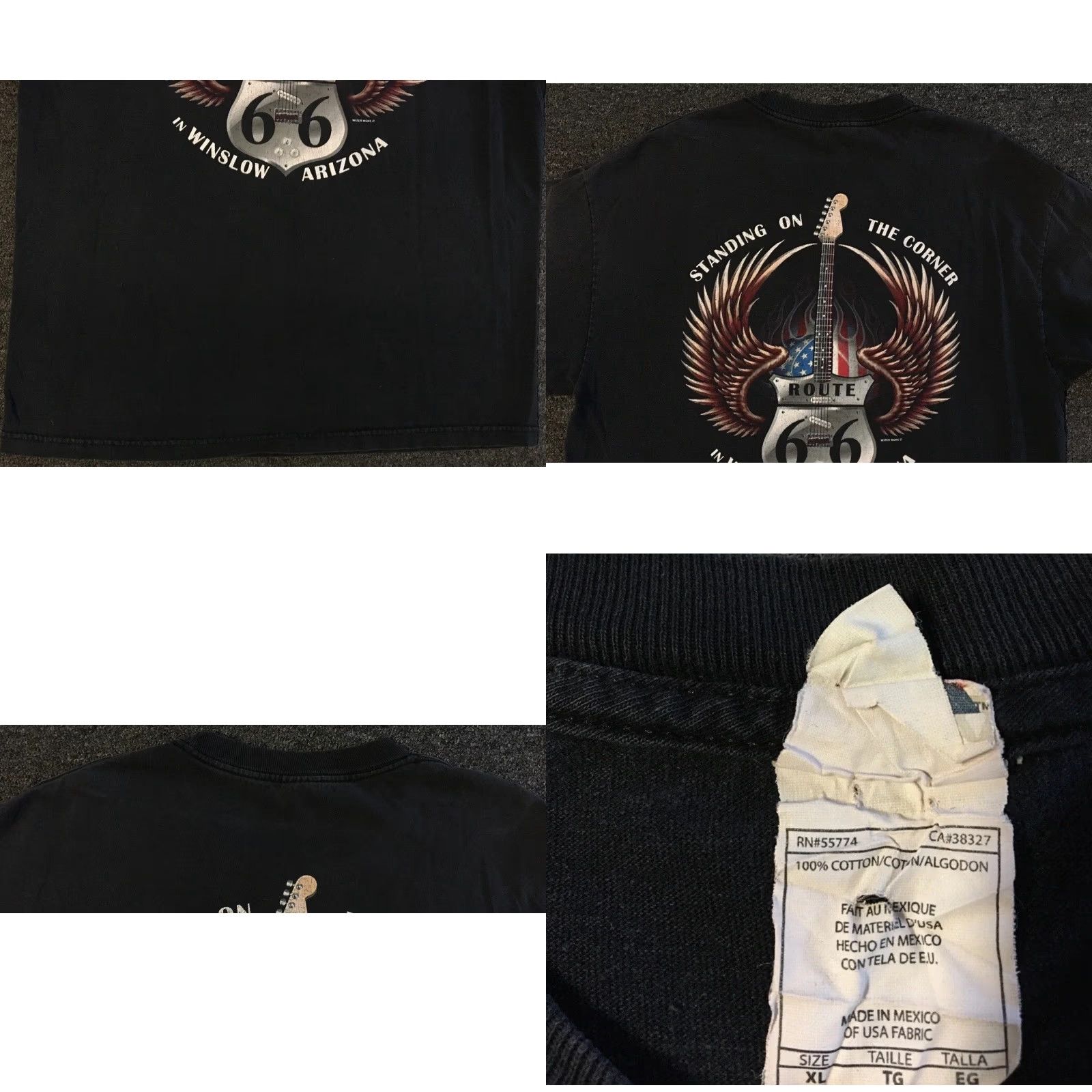Vintage VINTAGE RT 66 Highway Faded Distress Guitar shirt XL Harley Davidson graphic Tee Men Black Cotton 90s Grunge Motorcycle USA Retro Rockabilly Size US XL / EU 56 / 4 - 9 Thumbnail