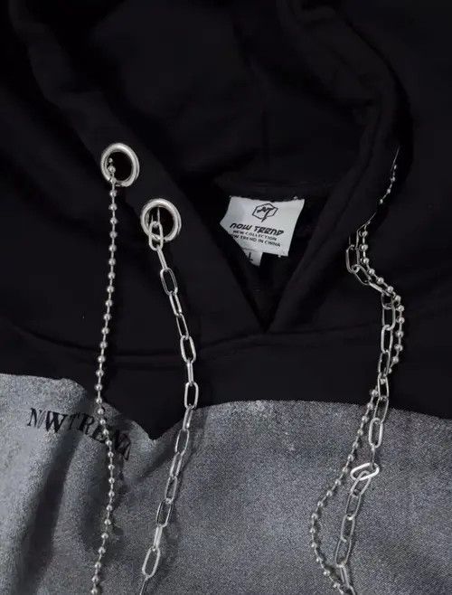 Japanese Brand Rare fashion goth gothic shadow hoodie sweatshirt with chain Size US M / EU 48-50 / 2 - 4 Thumbnail