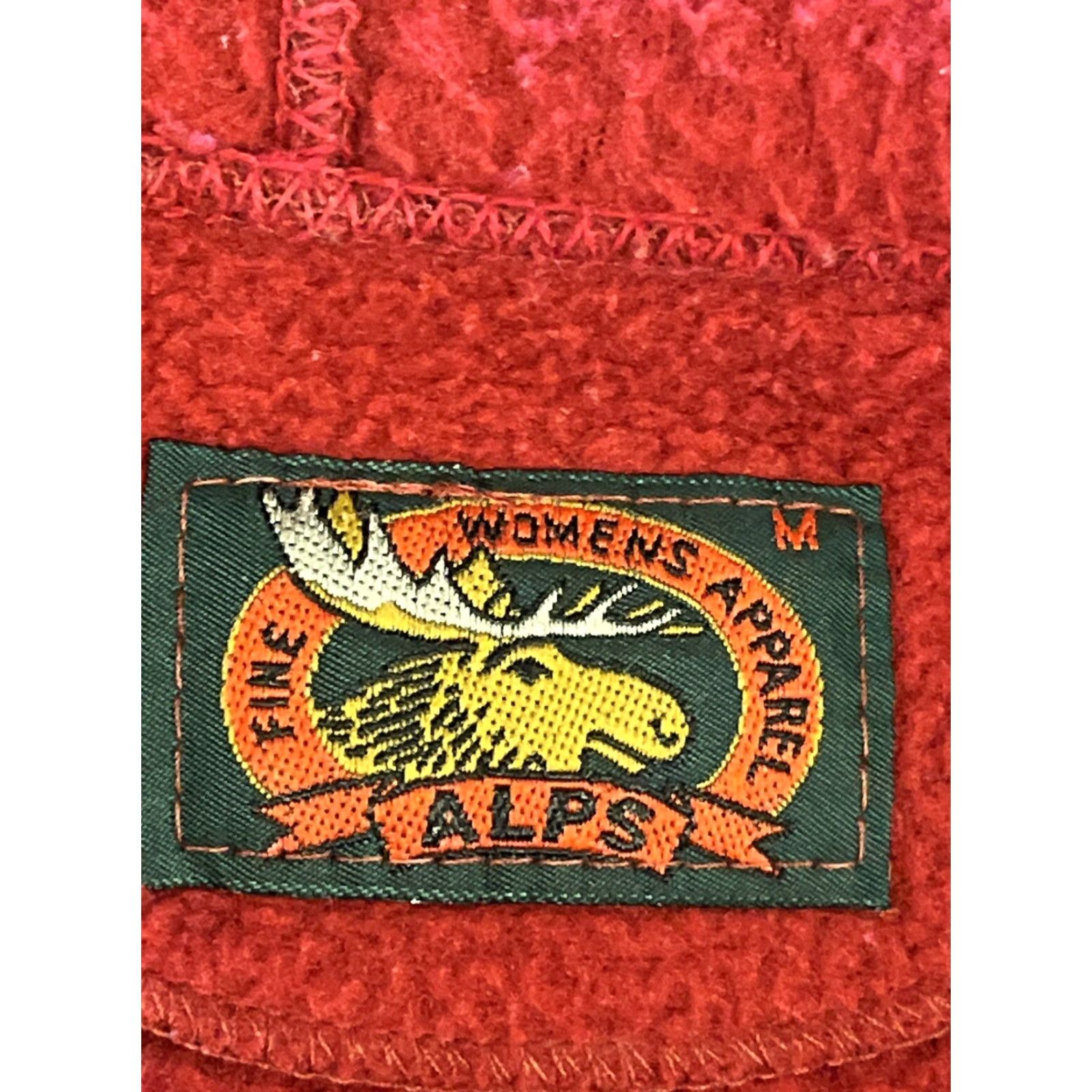 Vintage VINTAGE Alps Jacket, Hooded Fleece Zip, Red, Floral Tapestry Trim, Long, Pockets, M, Women's, 90s Bohemian, Fall/Winter, Cozy, Coat, Coat/Jacket Size M / US 6-8 / IT 42-44 - 2 Thumbnail