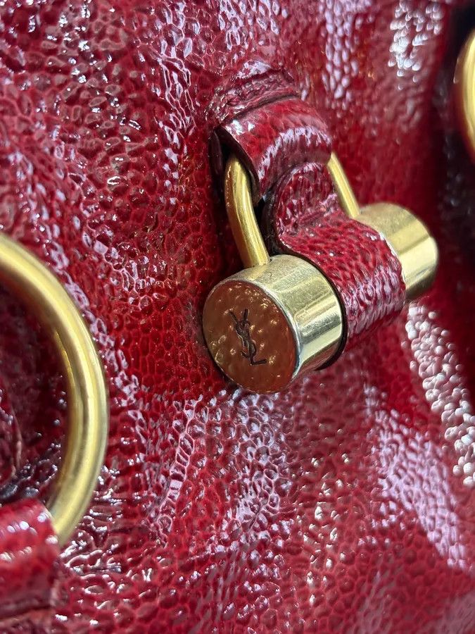 Yves Saint Laurent AW2008 Saint Laurent Bordeaux Patent Leather Muse Barrel Bag Size ONE SIZE - 7 Thumbnail
