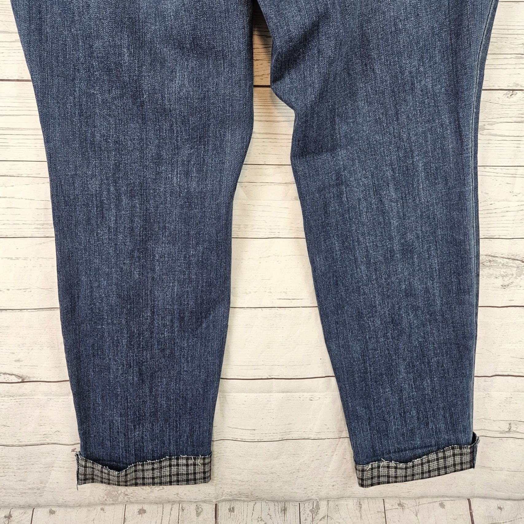 Vintage Judy Blue Womens Plaid Cuff Slim Fit Jeans Sz 16W Blue Medium Wash Distressed Size 38" / US 16 / IT 52 - 5 Thumbnail