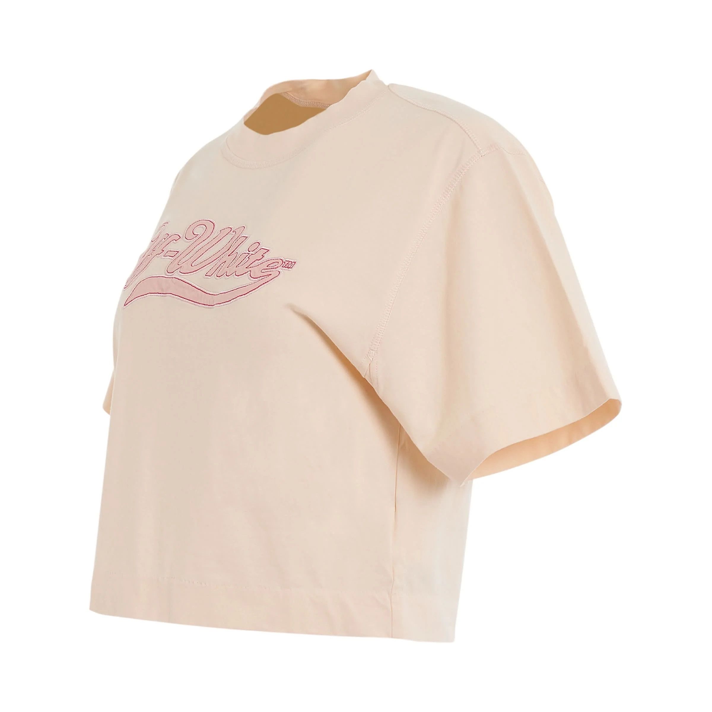 Off-White o1mle0425 Embr Baseball Logo Crop T-Shirt in Nude Size XS / US 0-2 / IT 36-38 - 2 Thumbnail