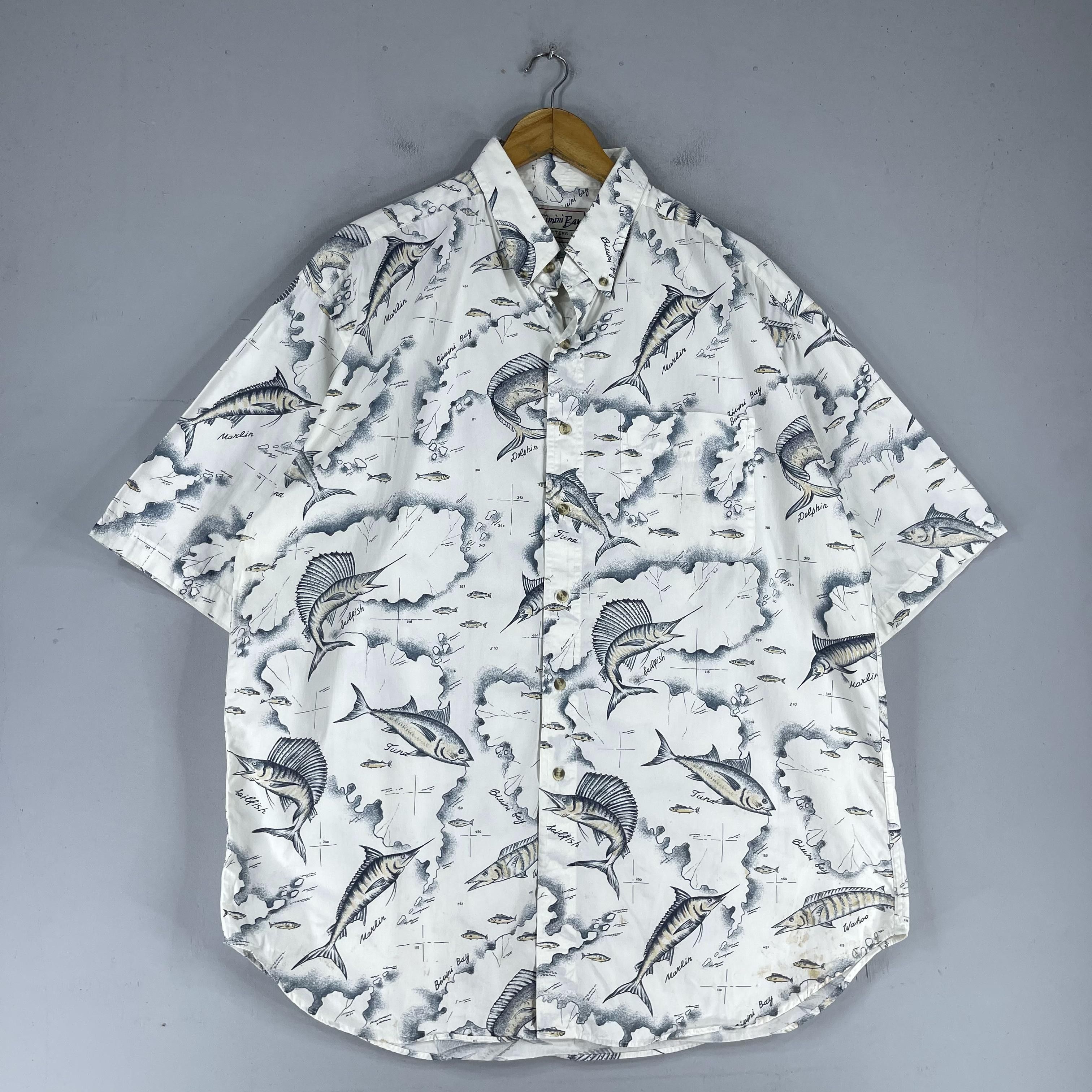Other Vintage Y2K Hawaiian Deep Ocean Fish Printed Shirt Button Up Size US XL / EU 56 / 4 - 4 Thumbnail