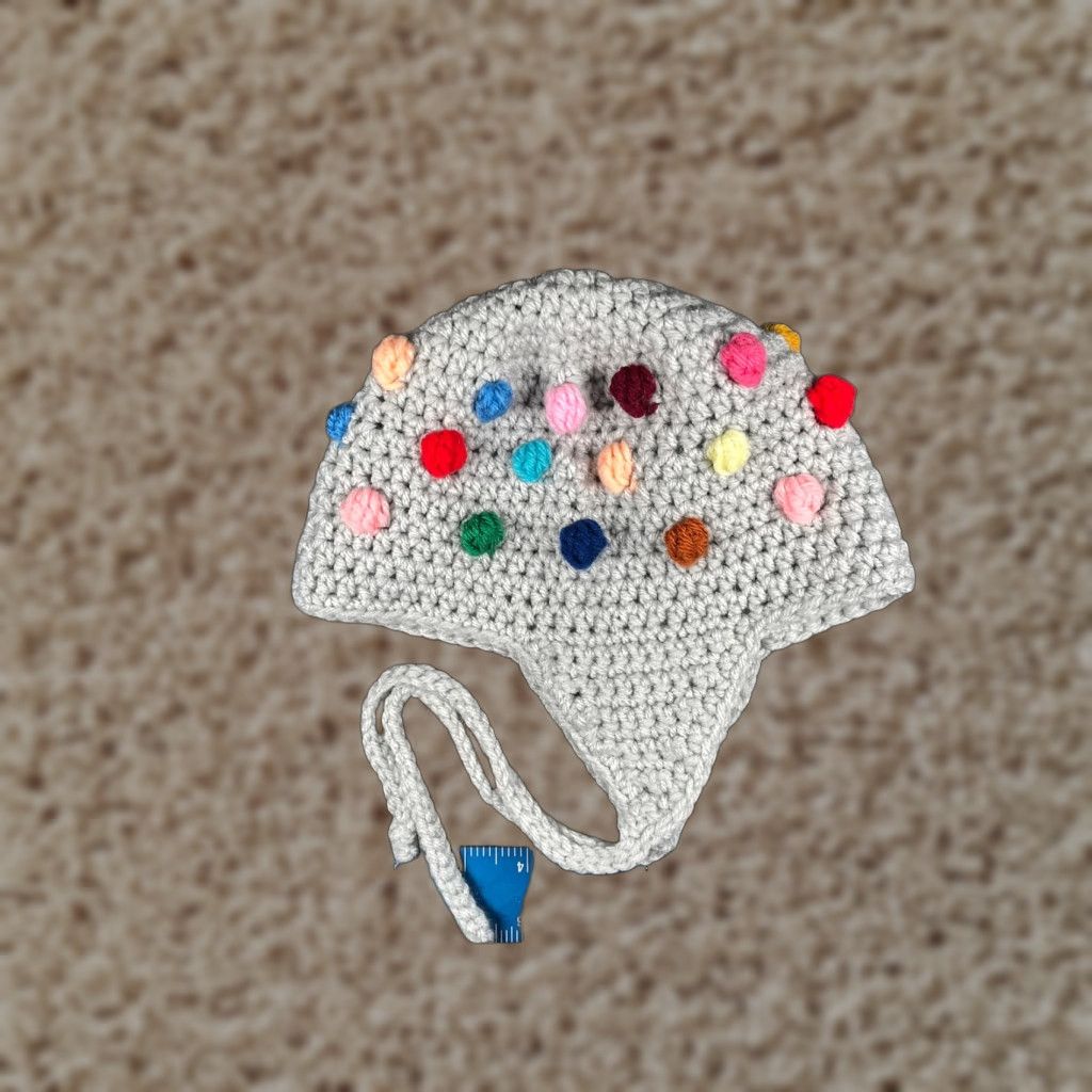 Gap Gap Beanie Hat Women One Size Gray Knit Acrylic Ear Flap Colorful Pom Ski Handmade Size ONE SIZE - 1 Thumbnail
