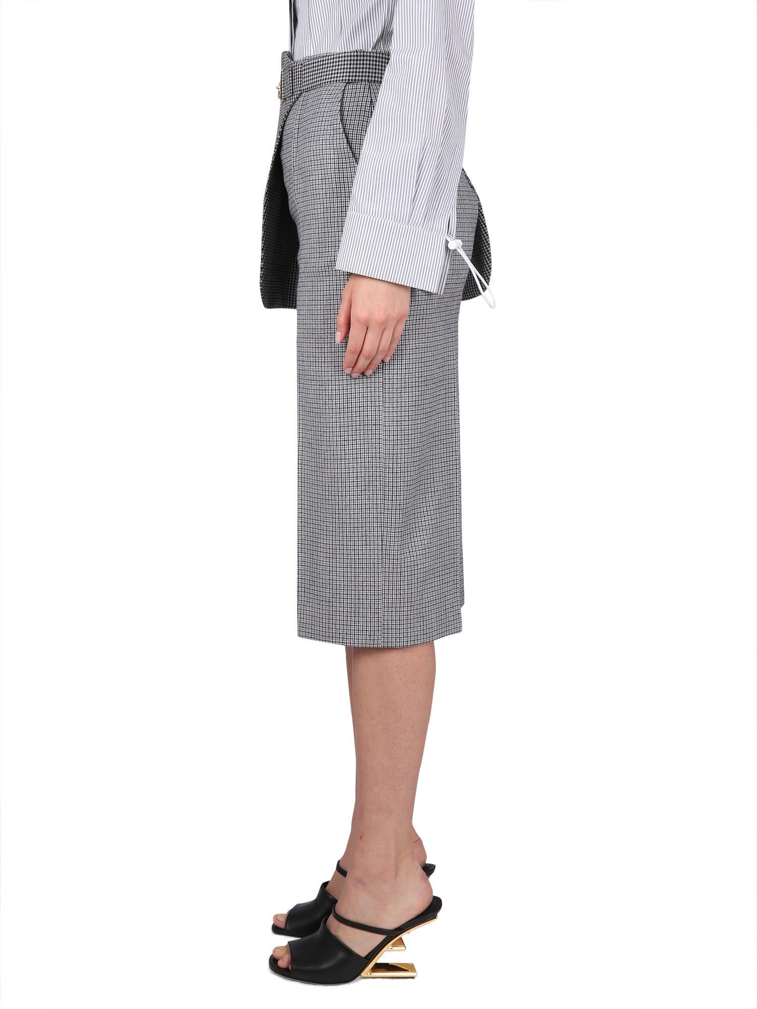 Fendi o1loc1c1024 FQ7268 Houndstooth Midi Skirt in Grey Size 32" / US 10 / IT 46 - 3 Thumbnail