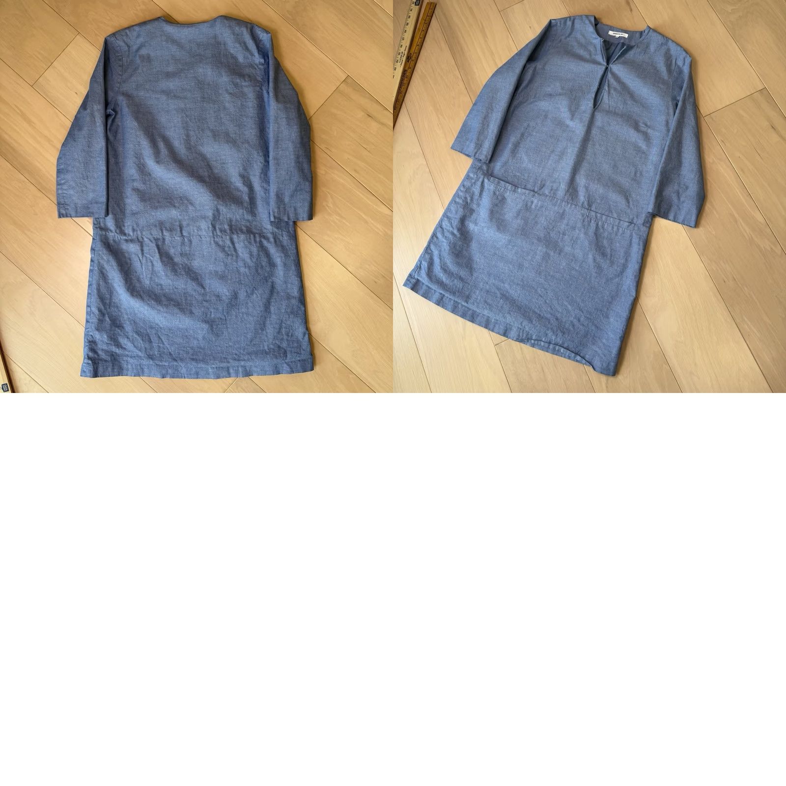 Vintage Emerson Fry Chambray Mod Dress Women's Small Blue V Neck 3/4 Sleeve Midi Casual White Logo - Mens? Size S / US 4 / IT 40 - 8 Thumbnail