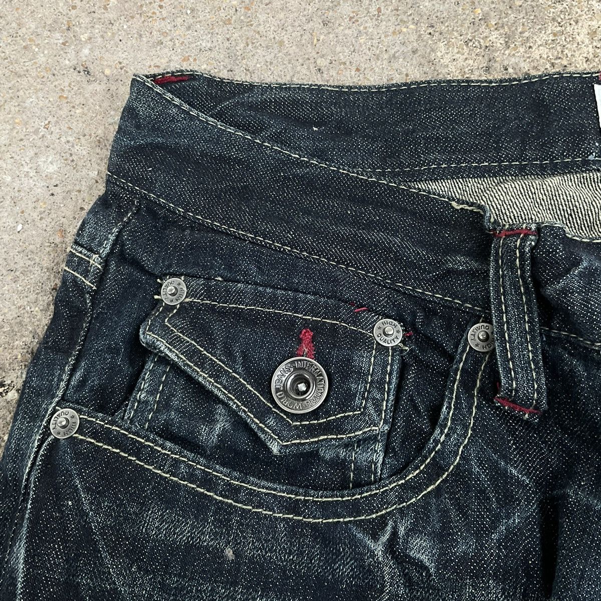 Japanese Brand Rare Design 💥 Vintage Nylaus Distressed Fiare jeans Size US 34 / EU 50 - 5 Thumbnail