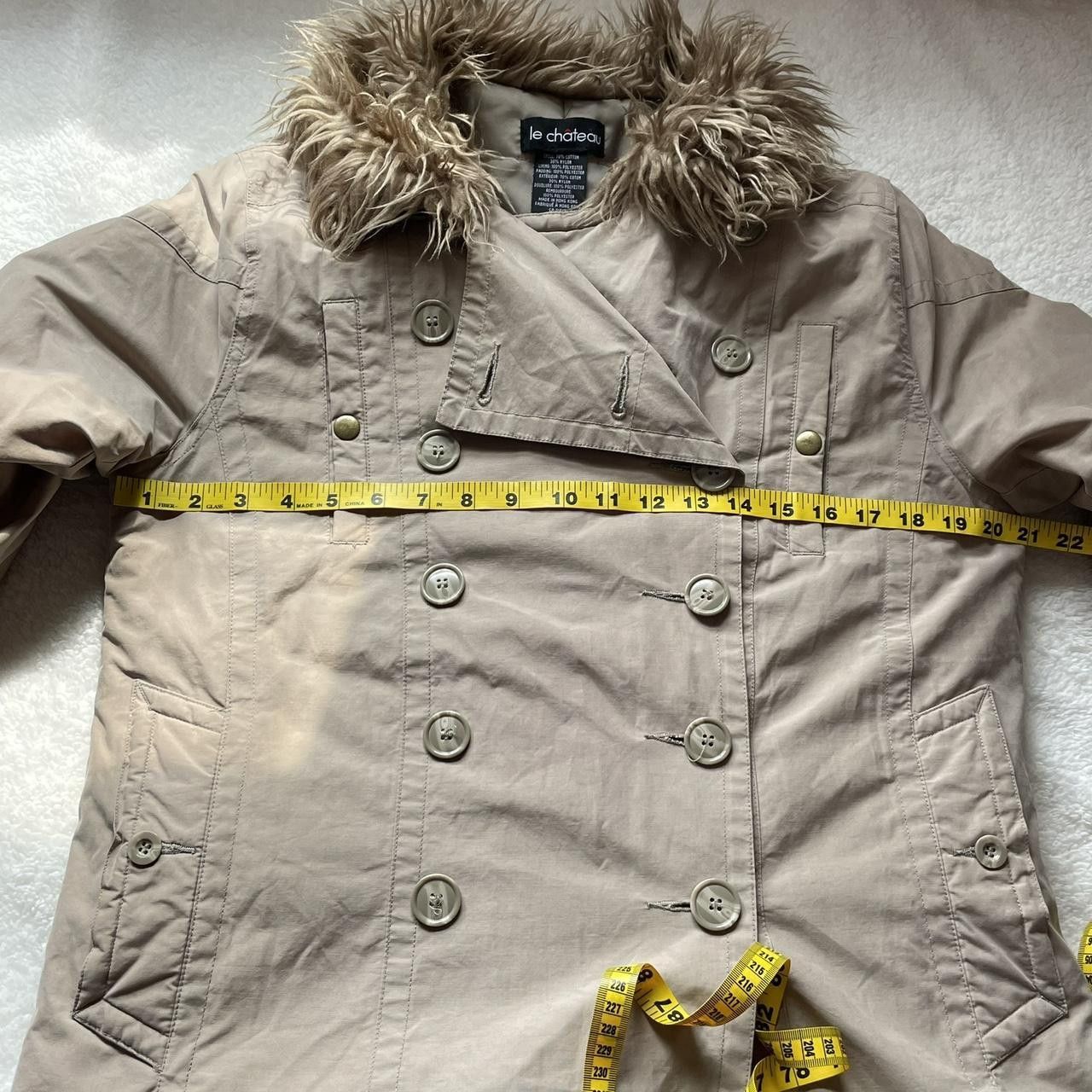 Le Chateau Vintage Le Chateau Tan Trench Coat with Faux Fur Trim Size L / US 10 / IT 46 - 3 Thumbnail