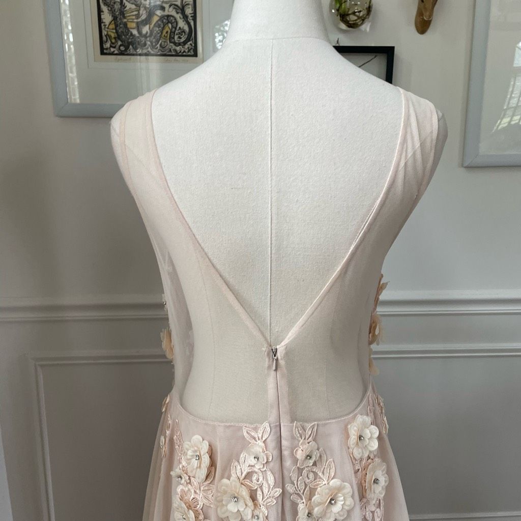 Other B Smart Nude Blush Formal Prom Gown Illusion Waist Back Tull Size L / US 10 / IT 46 - 5 Thumbnail