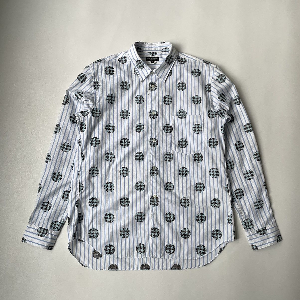 image of Comme Des Garcons x Comme Des Garcons Homme Plus S/s 11 Stripe + Polka Dot Shirt in Blue/White (Siz