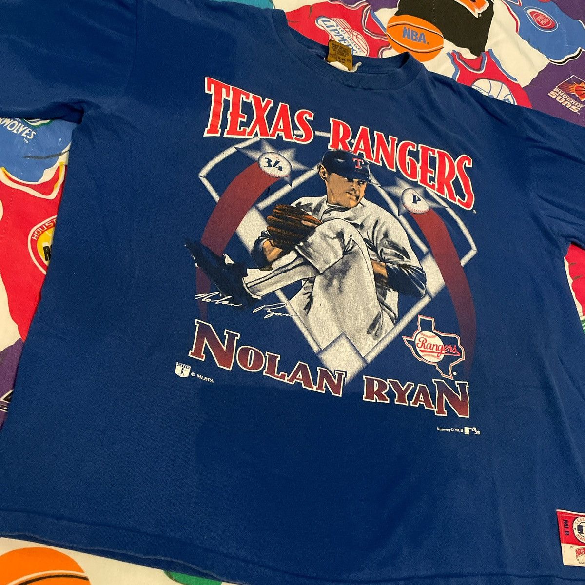MLB × Nutmeg × Vintage Vintage 90s MLB Nolan Ryan Texas Rangers Baseball Tee Size US L / EU 52-54 / 3 - 3 Thumbnail